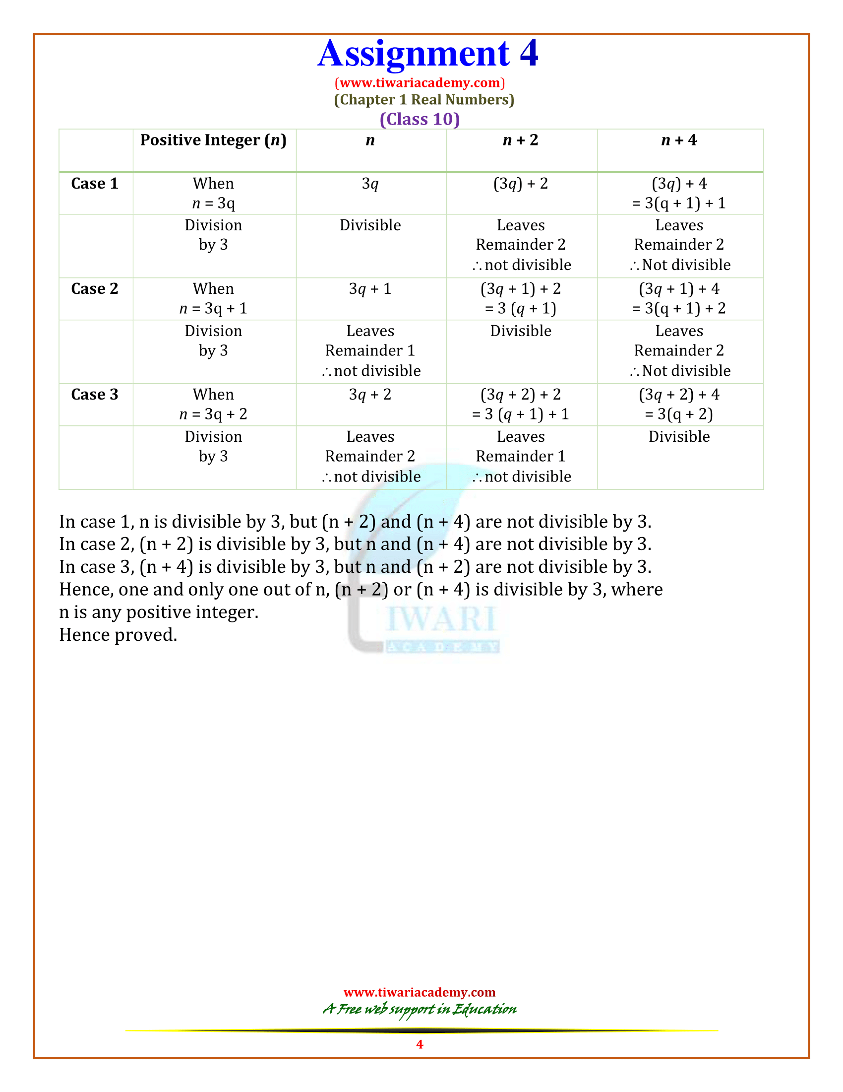 Class 10 Maths free assignments