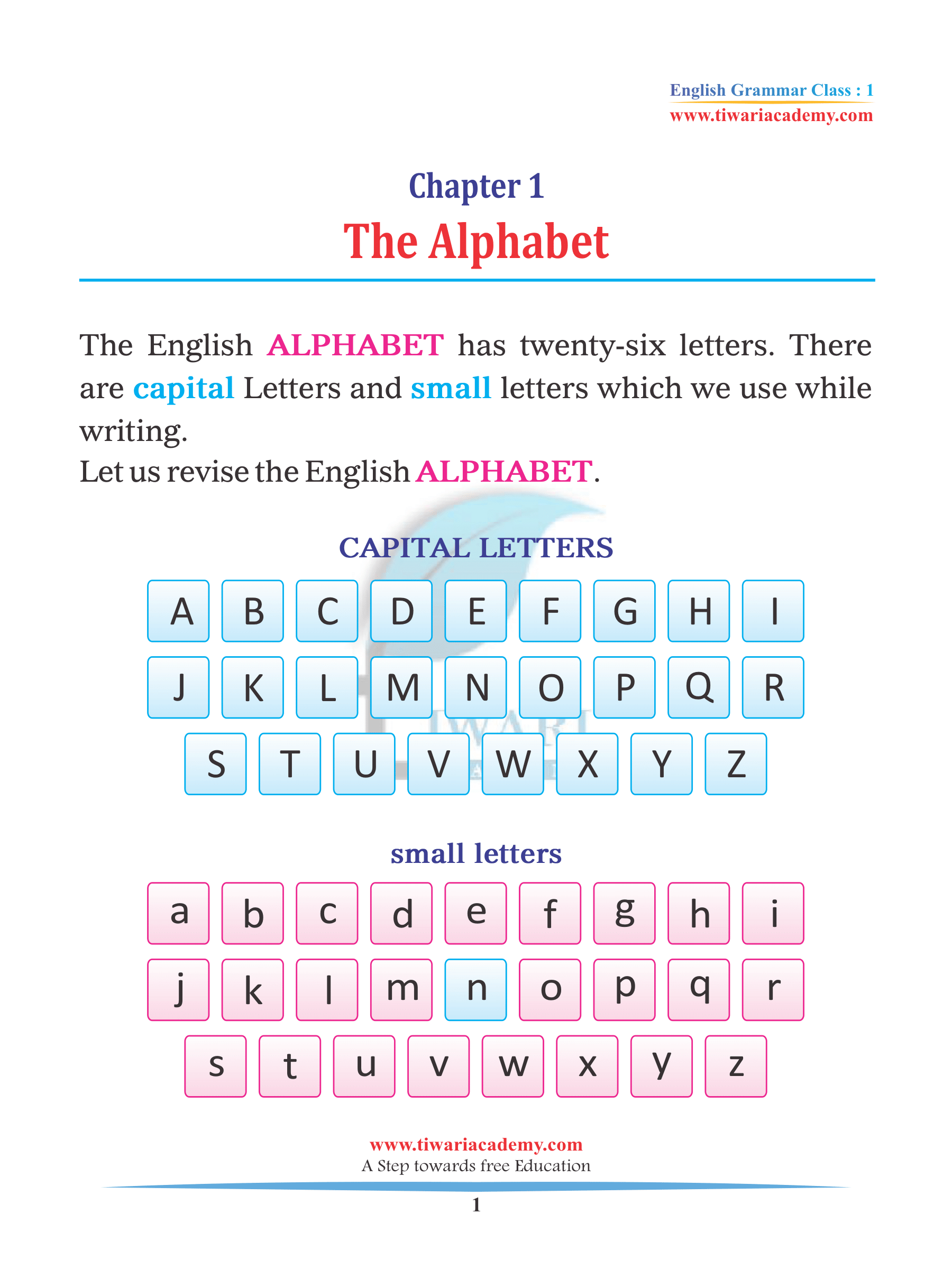 Alphabets for Class 1