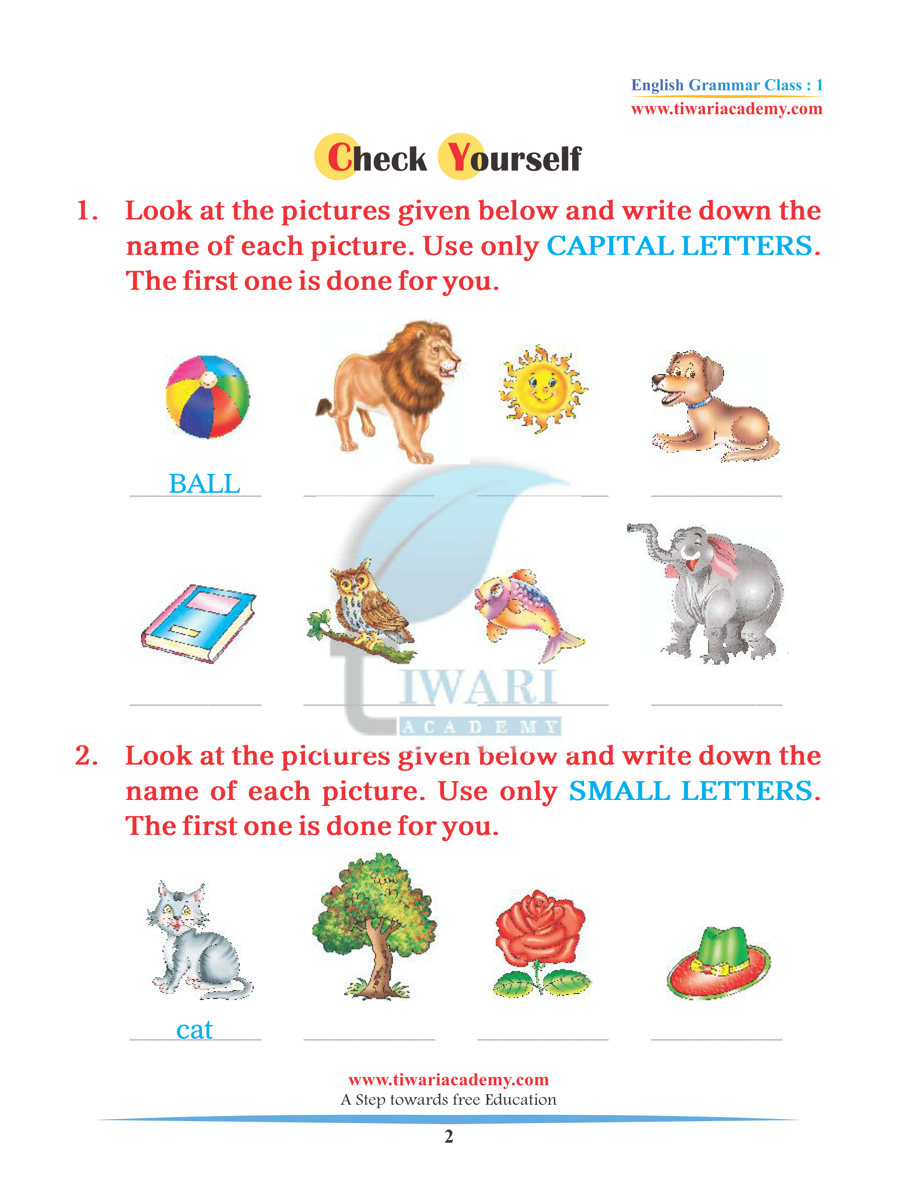 Class 1 English Grammar Chapter 1 Alphabets learn