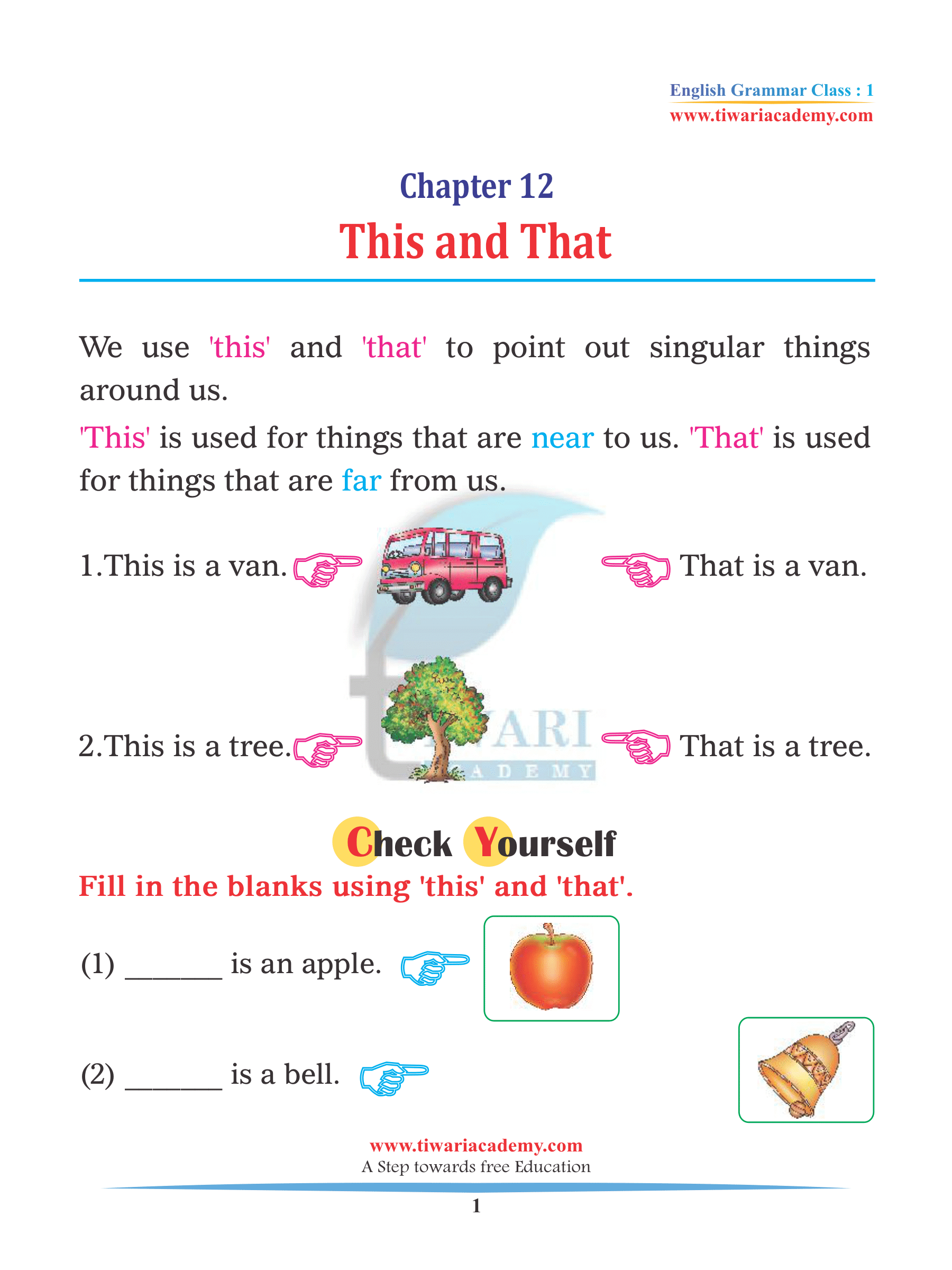 Use of This and That for class 1 Grammar