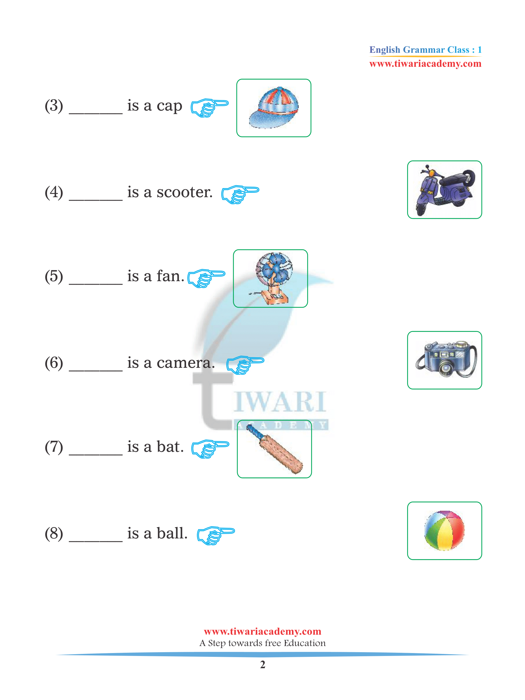 Class 1 English Grammar assignment of This and That