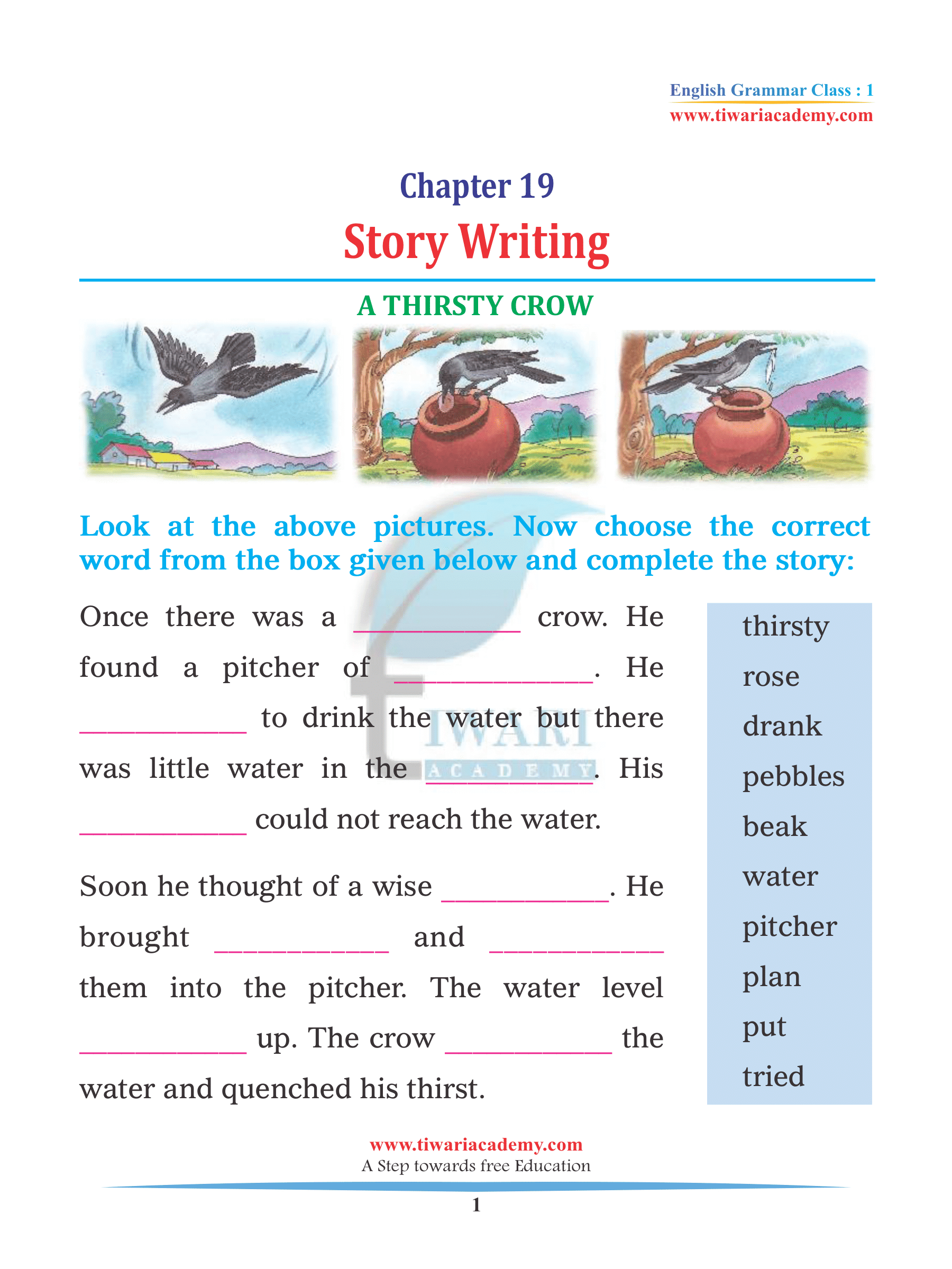 story writing for class one