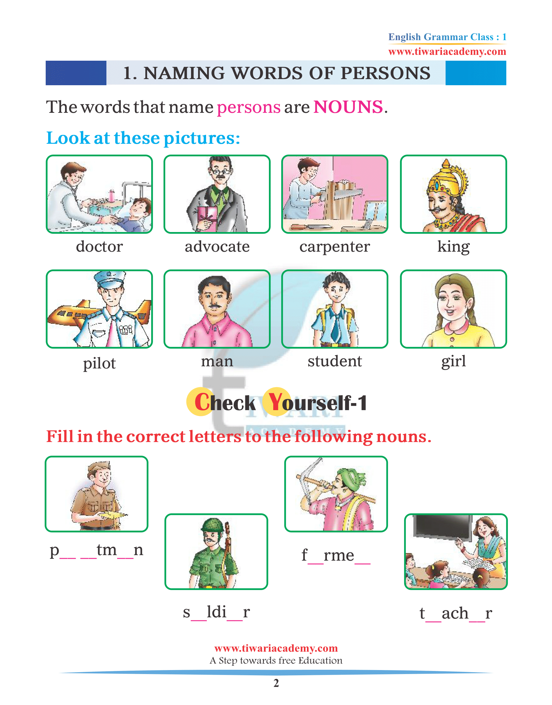 Standard 1 English Grammar Noun