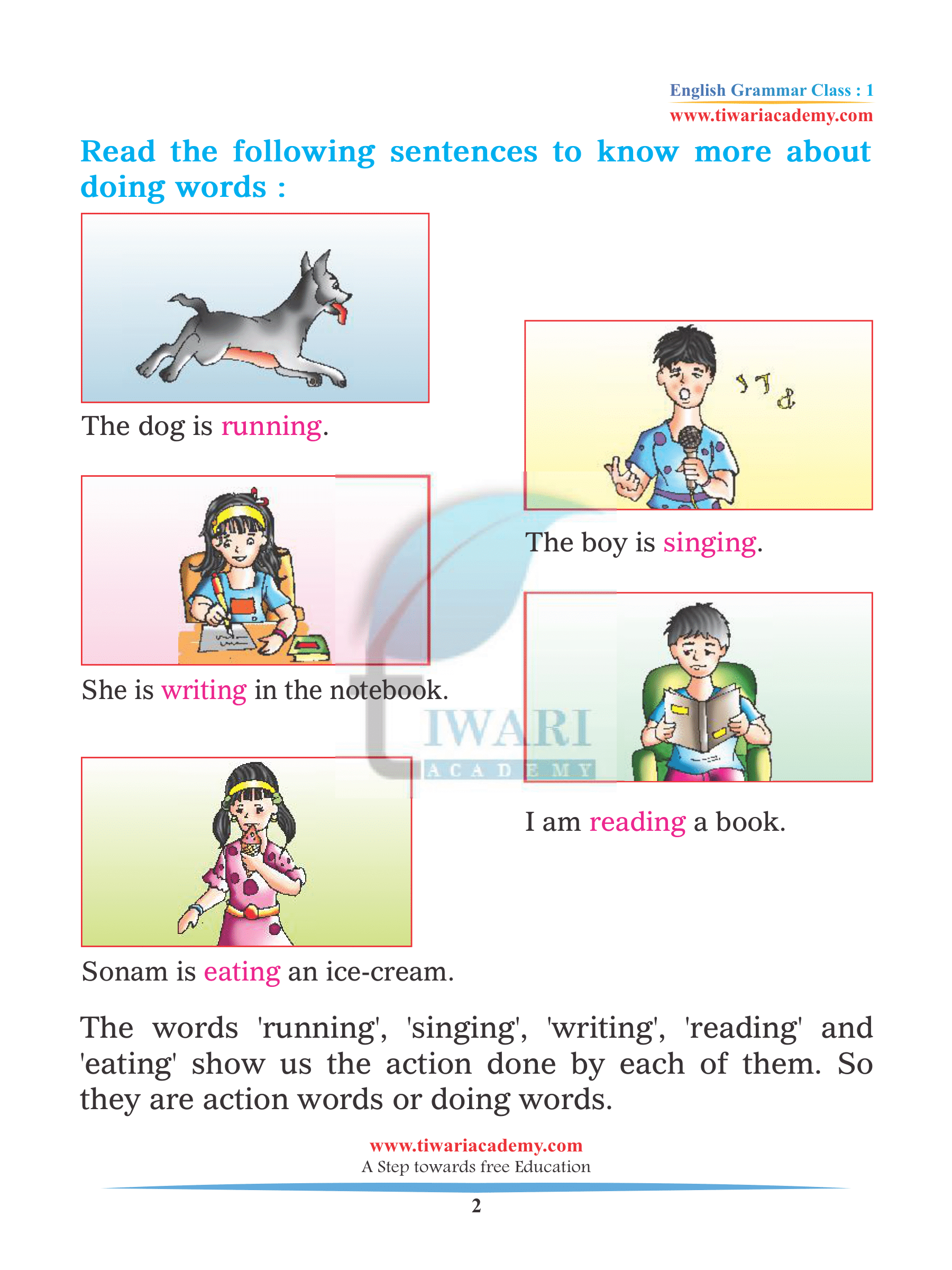 Class 1 Grammar Verb or Action Words
