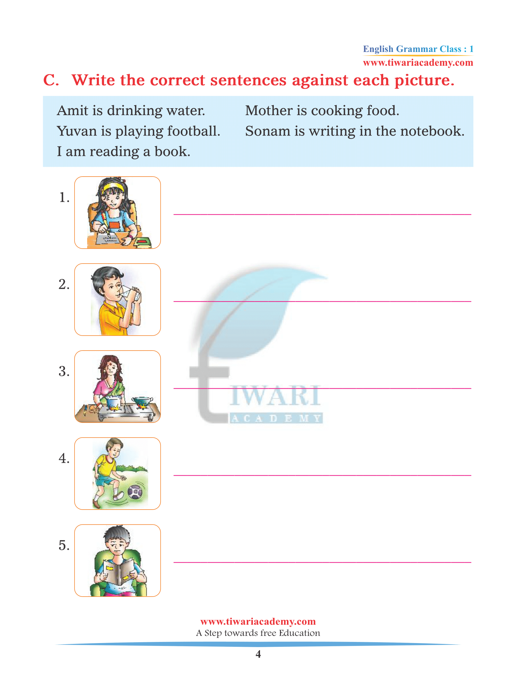 Assignment for English Grammar Verb or Action Words