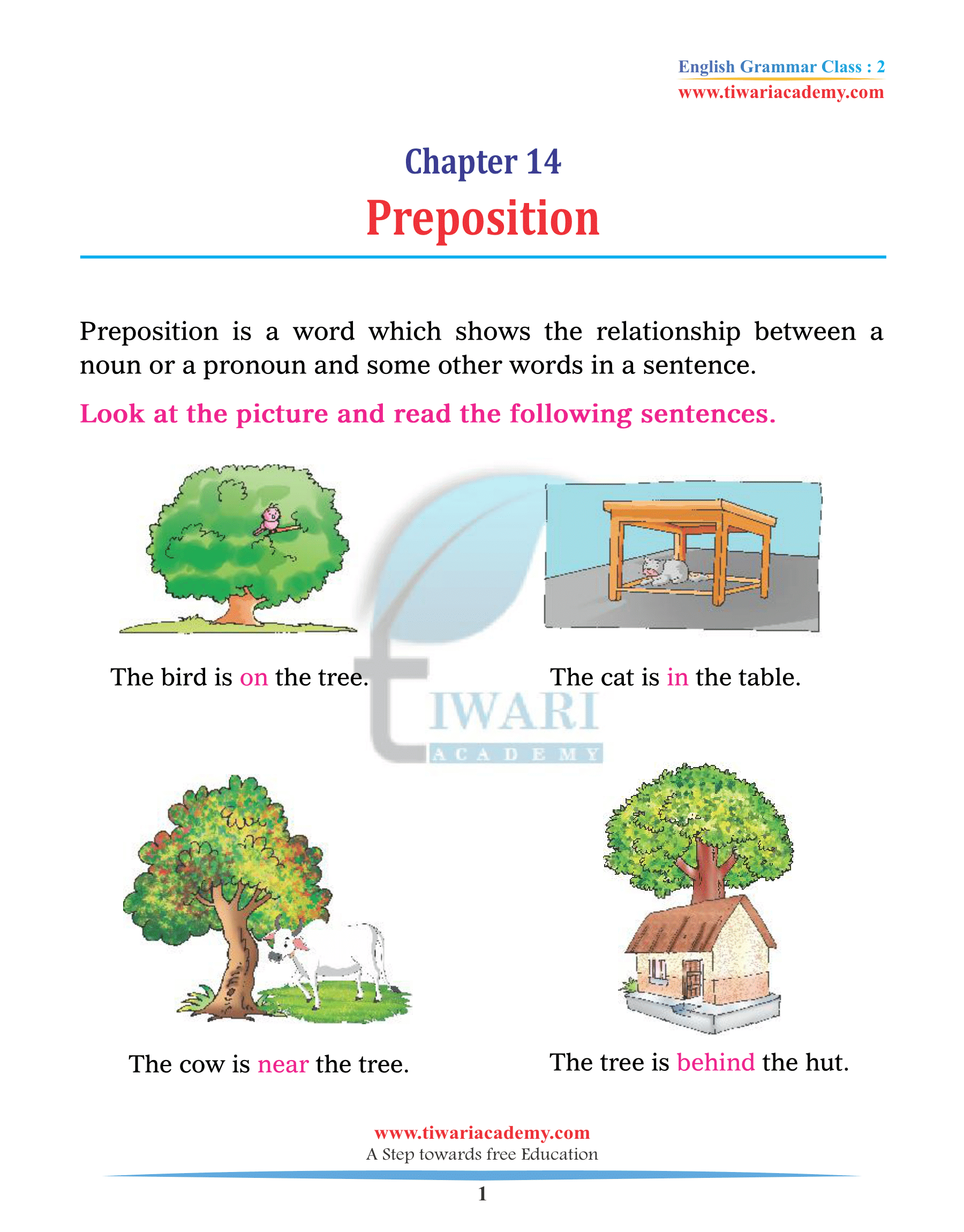 What Is A Preposition 2nd Grade