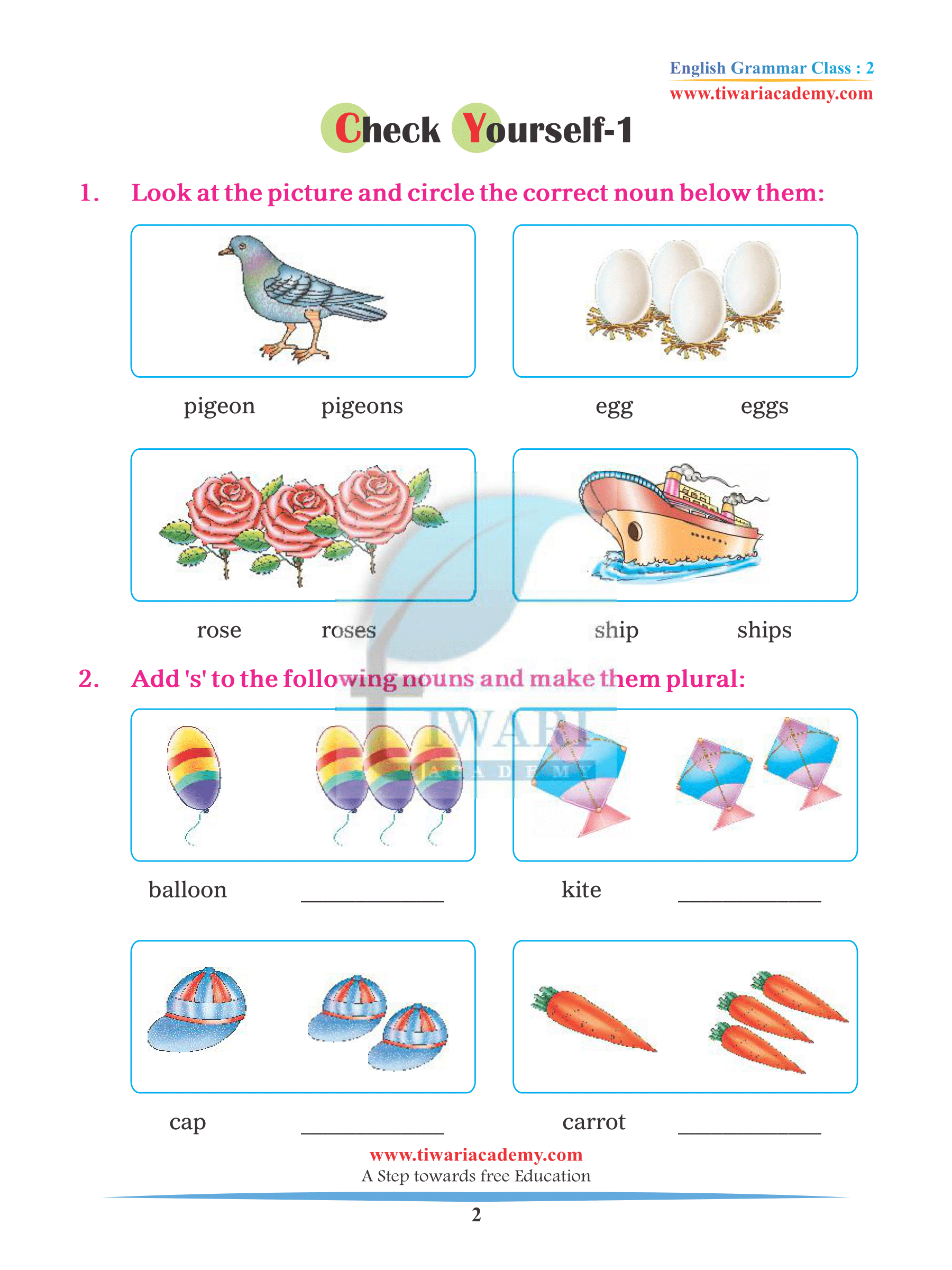 Class 2 English Grammar Singular and Plural