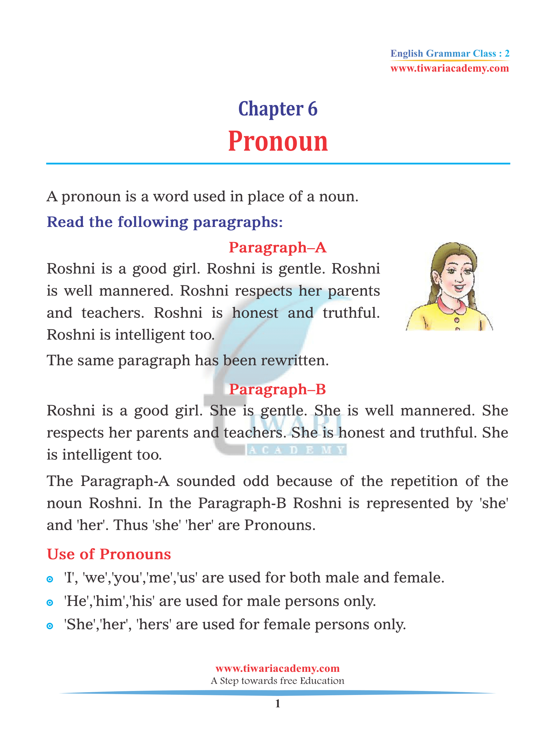 Class 2 English Grammar Chapter 6 Pronoun Practice