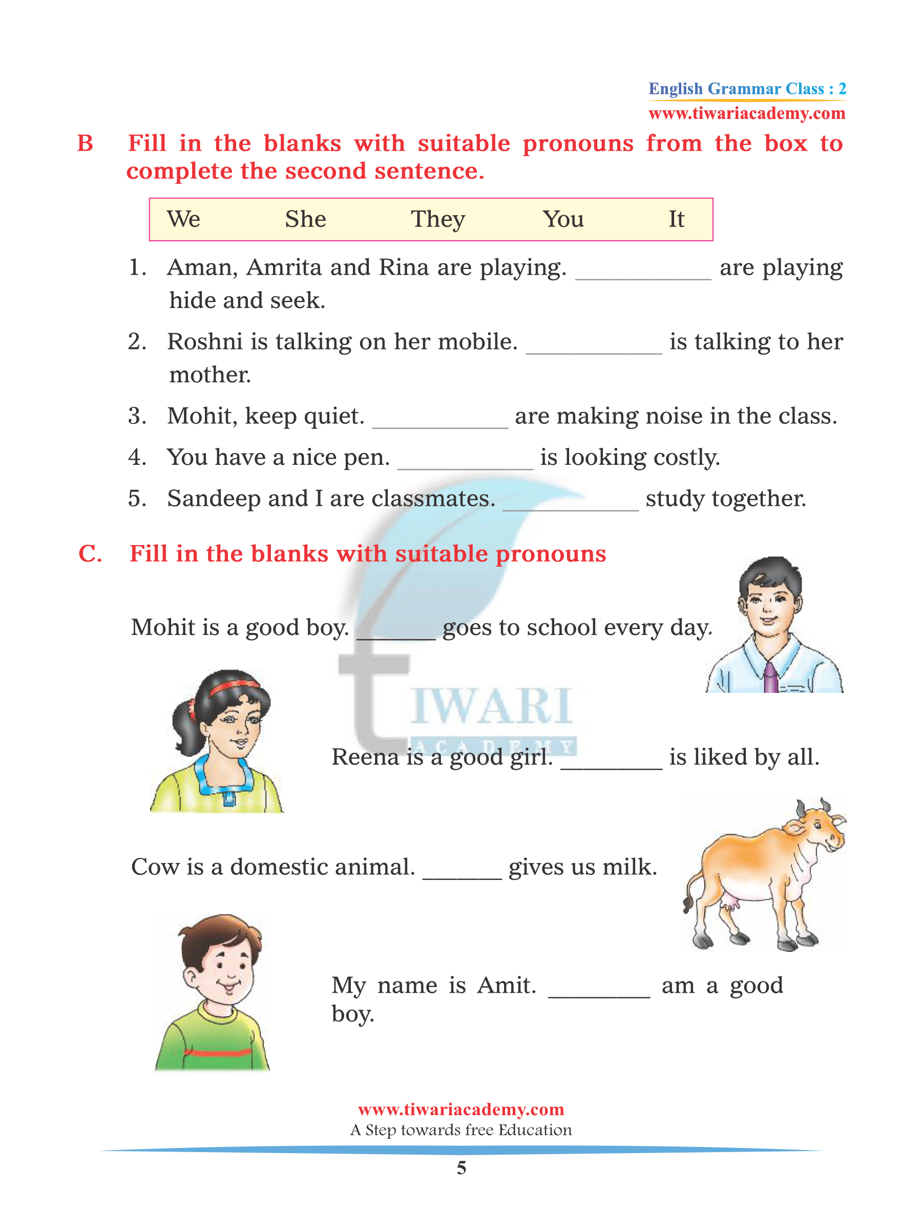 Class 2 English Grammar Chapter 6 Pronoun Assignment