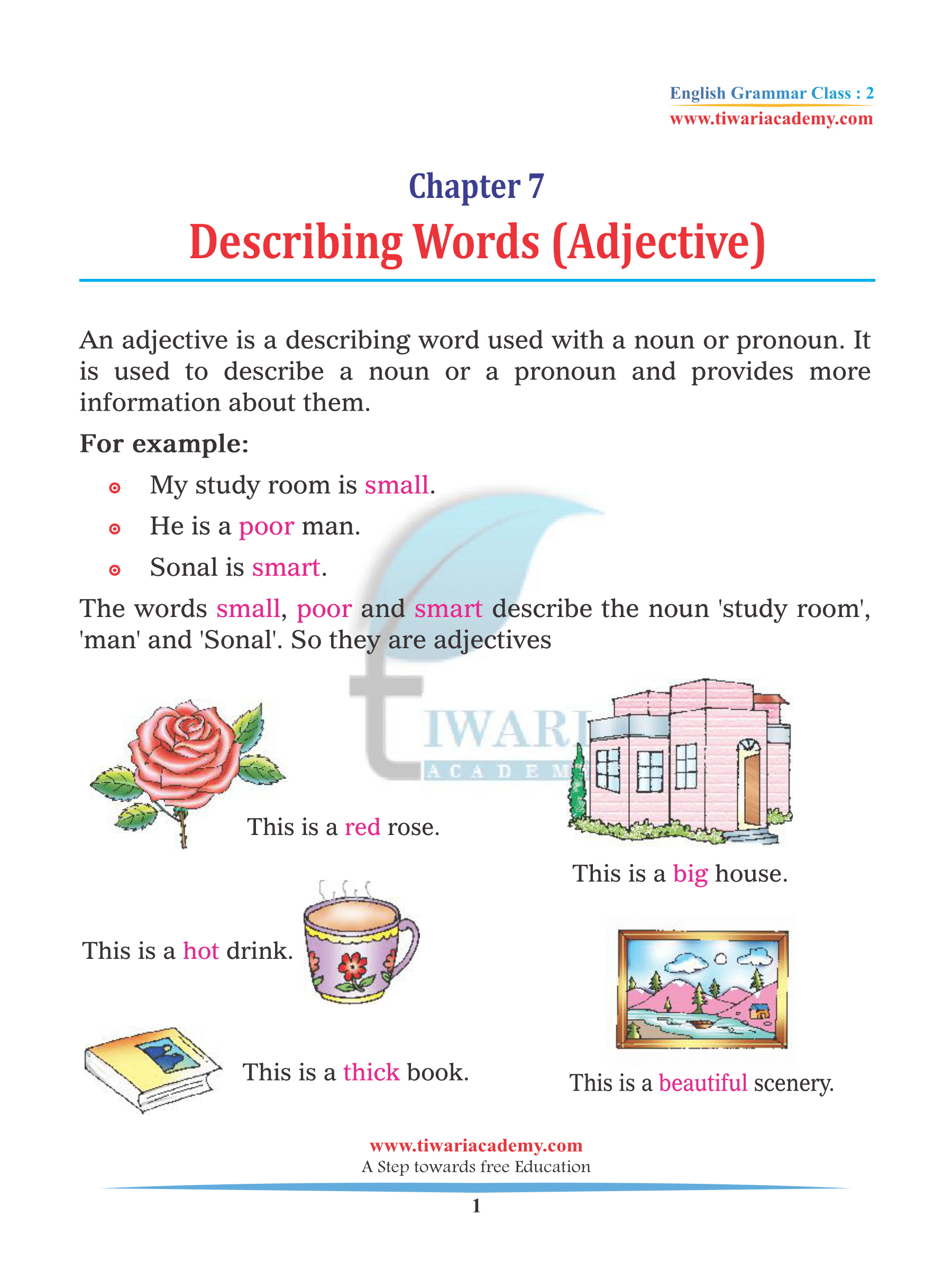 Class 2 English Grammar Chapter 7 Adjectives assignments