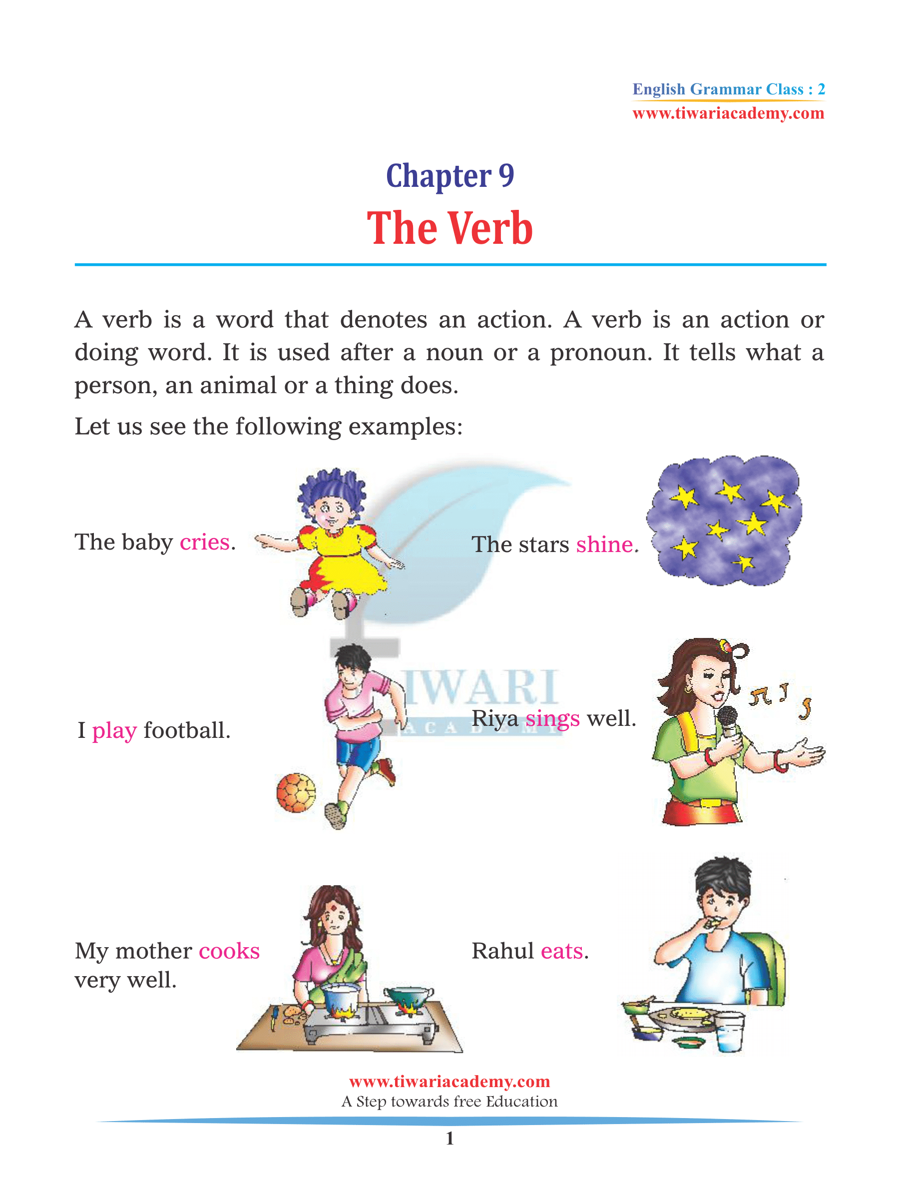 Class 2 English Grammar Chapter 9 The Verb assinments