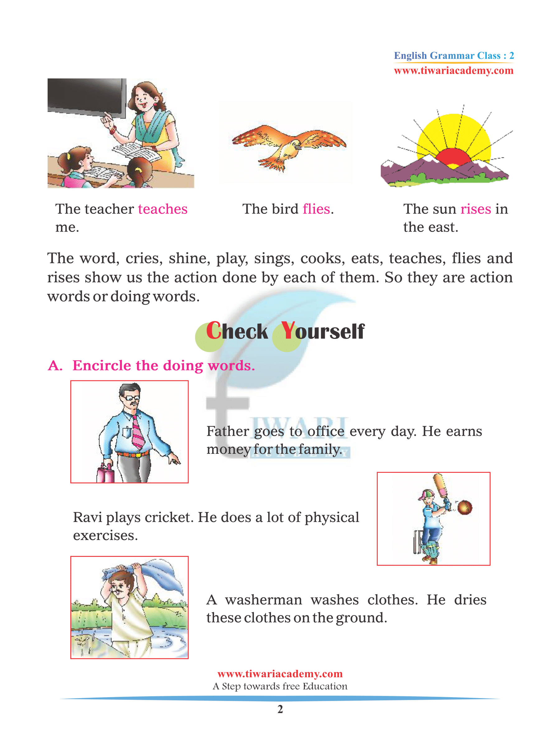 Class 2 English Grammar Chapter 9 The Verb worksheets