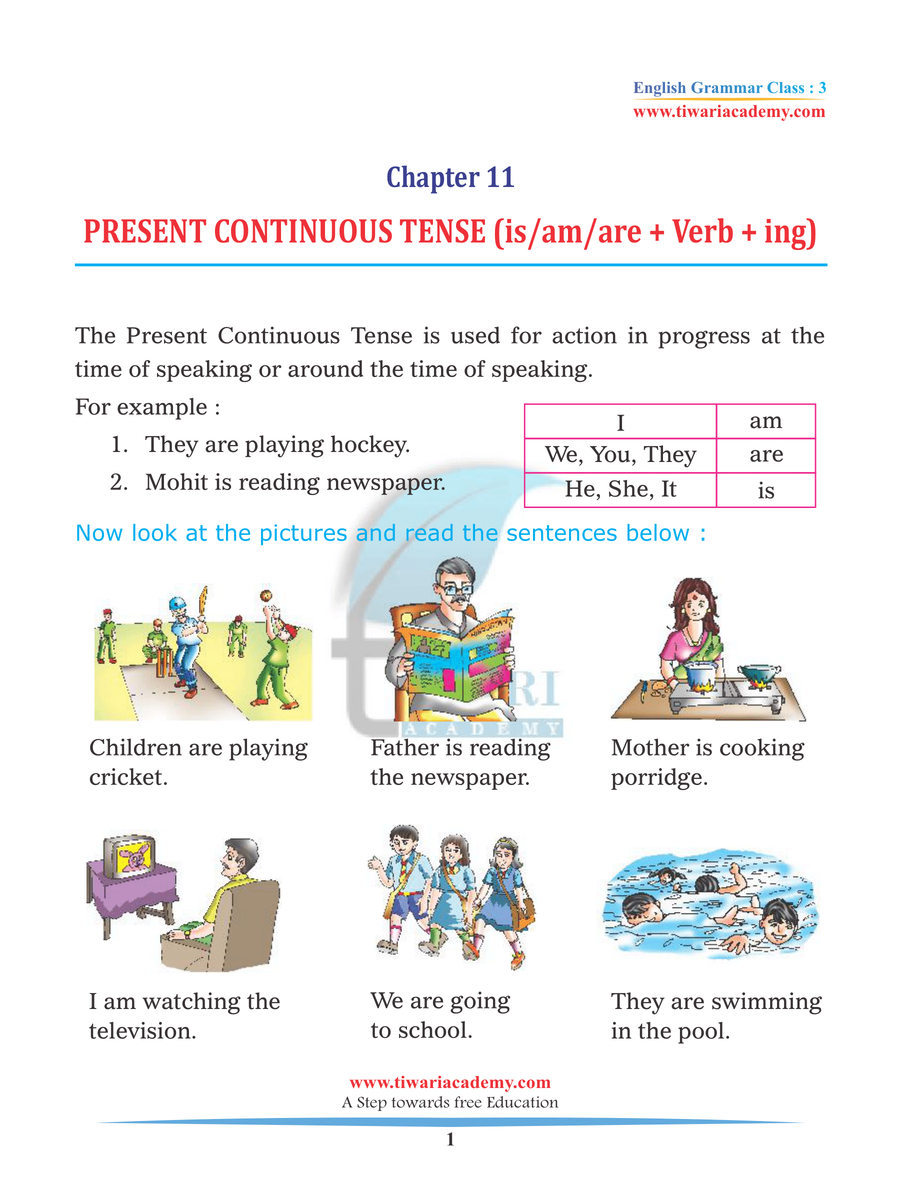 Class 3 English Grammar Present Continuous Tense