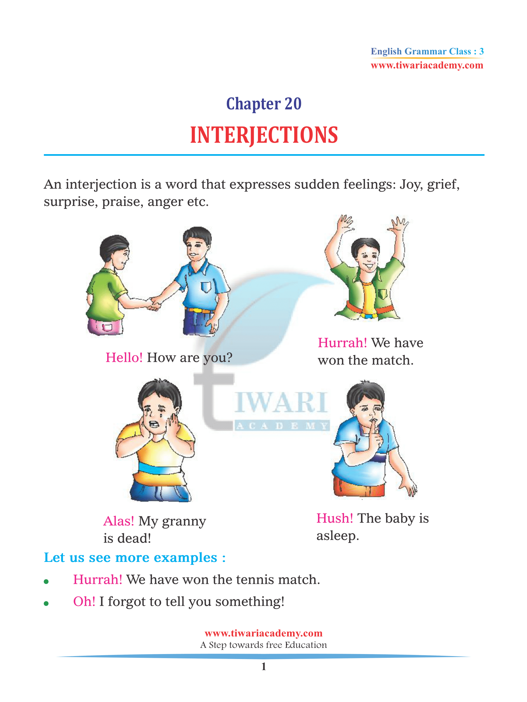 Class 3 English Grammar Chapter Interjections Updated 22 23