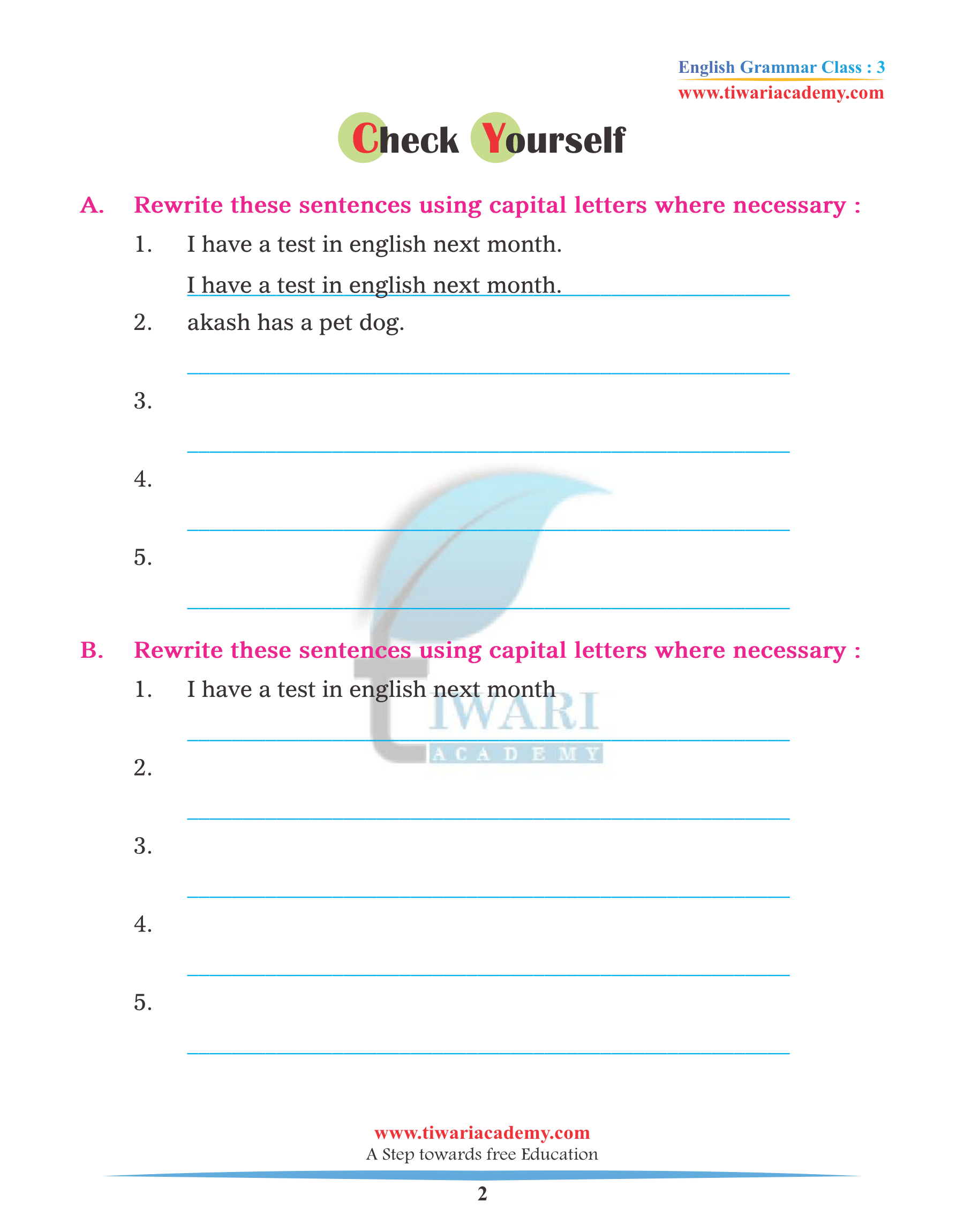 Class 3 English Grammar Punctuation