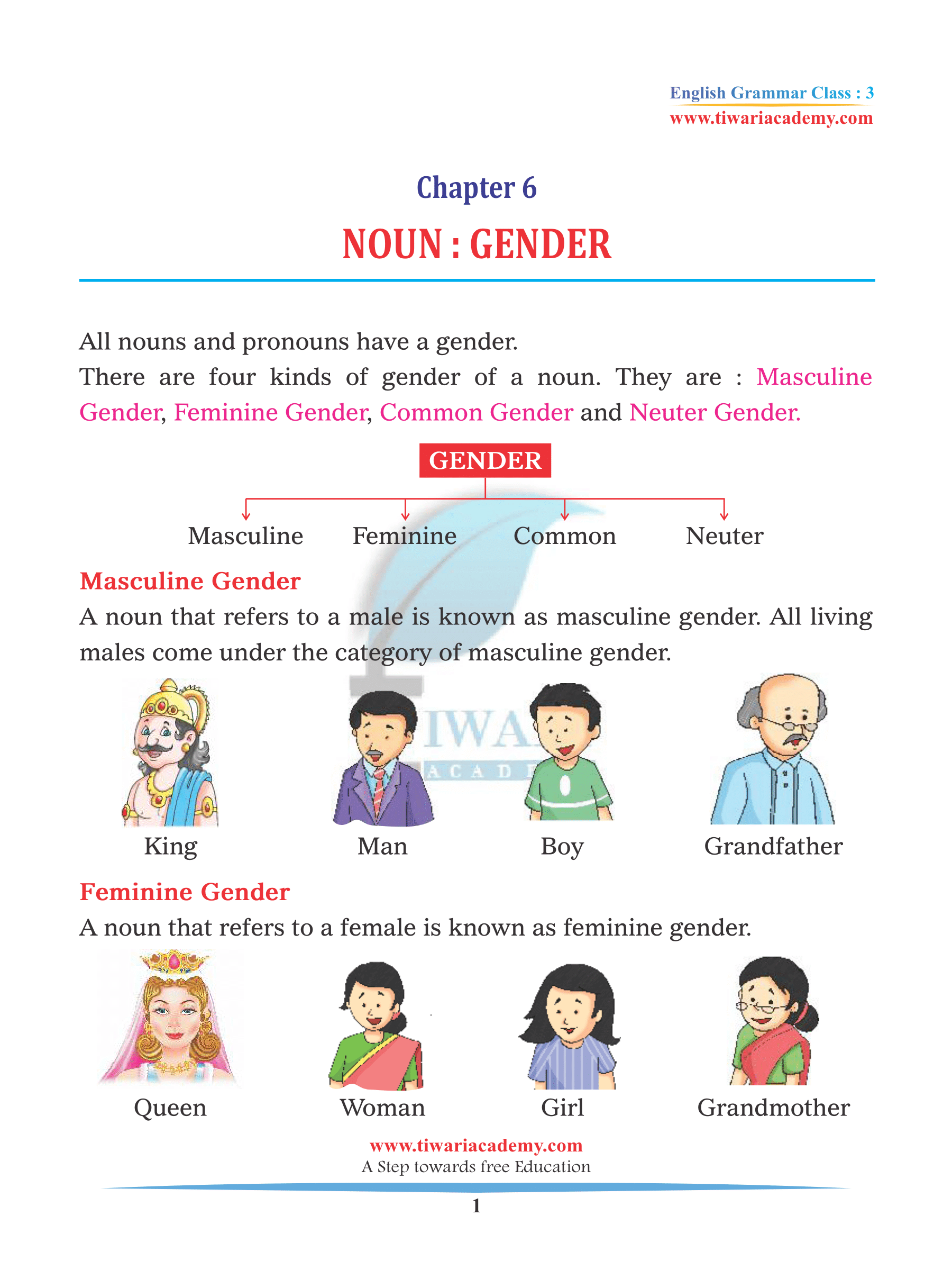 Class 3 English Grammar Chapter 6 Gender