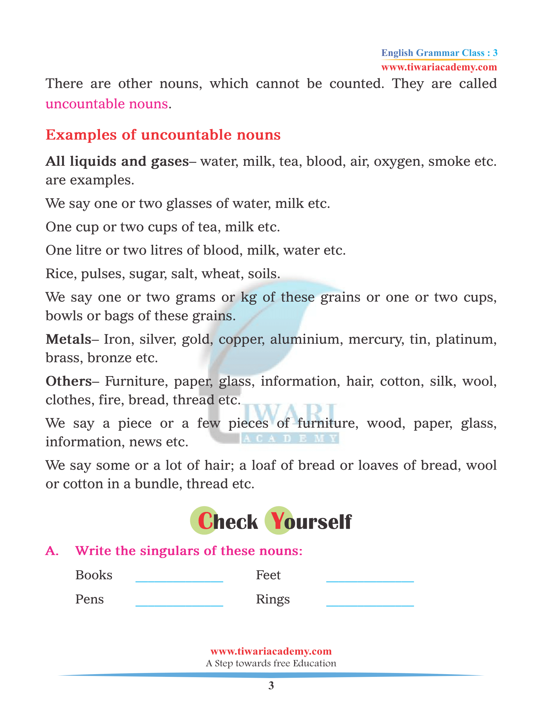 Class 3 Grammar Chapter 7 Noun - Singular and Plural
