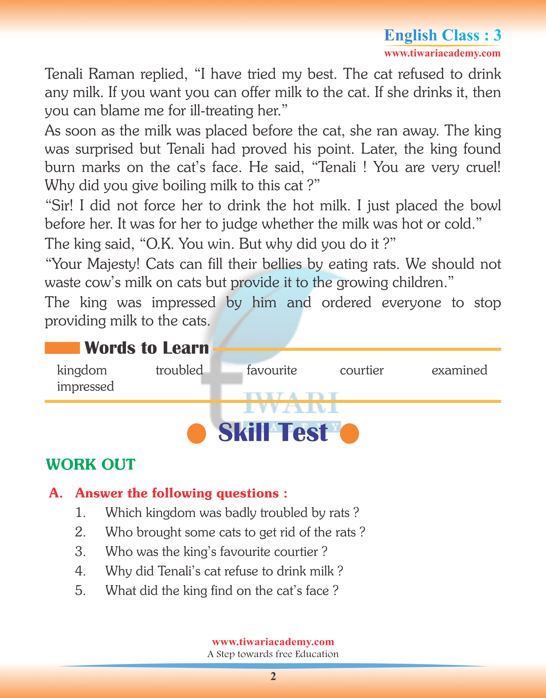 Class 3 English Chapter 1 Revision Book