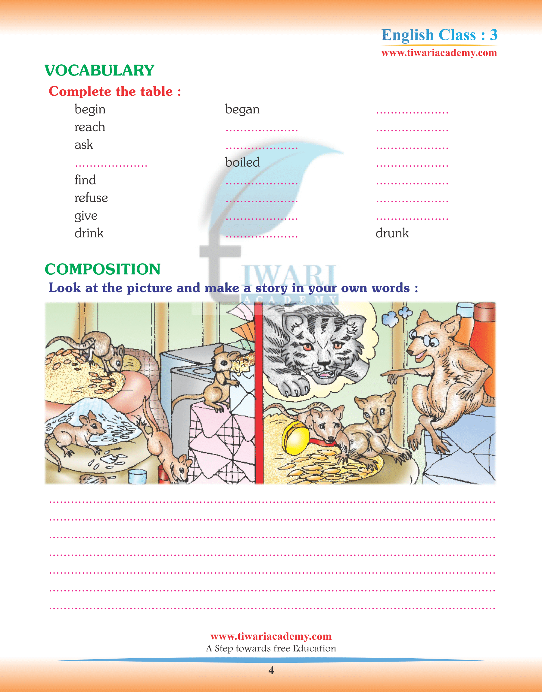 Class 3 English Chapter 1 Picture Worksheet