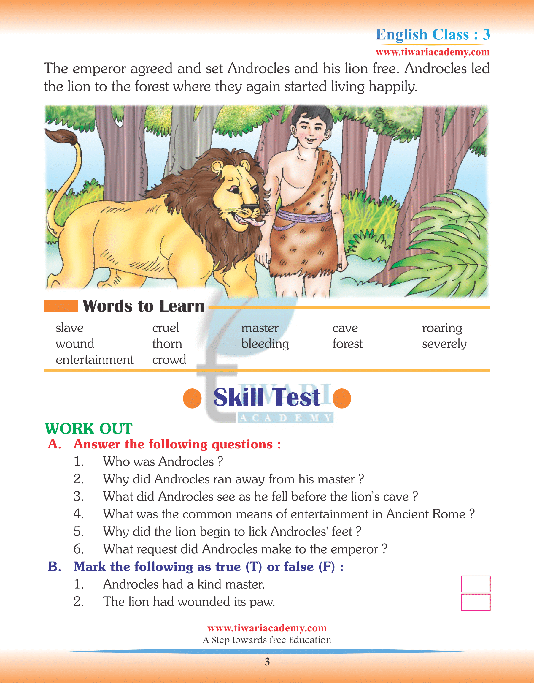 Class 3 English Chapter 10 Practice Book Questions