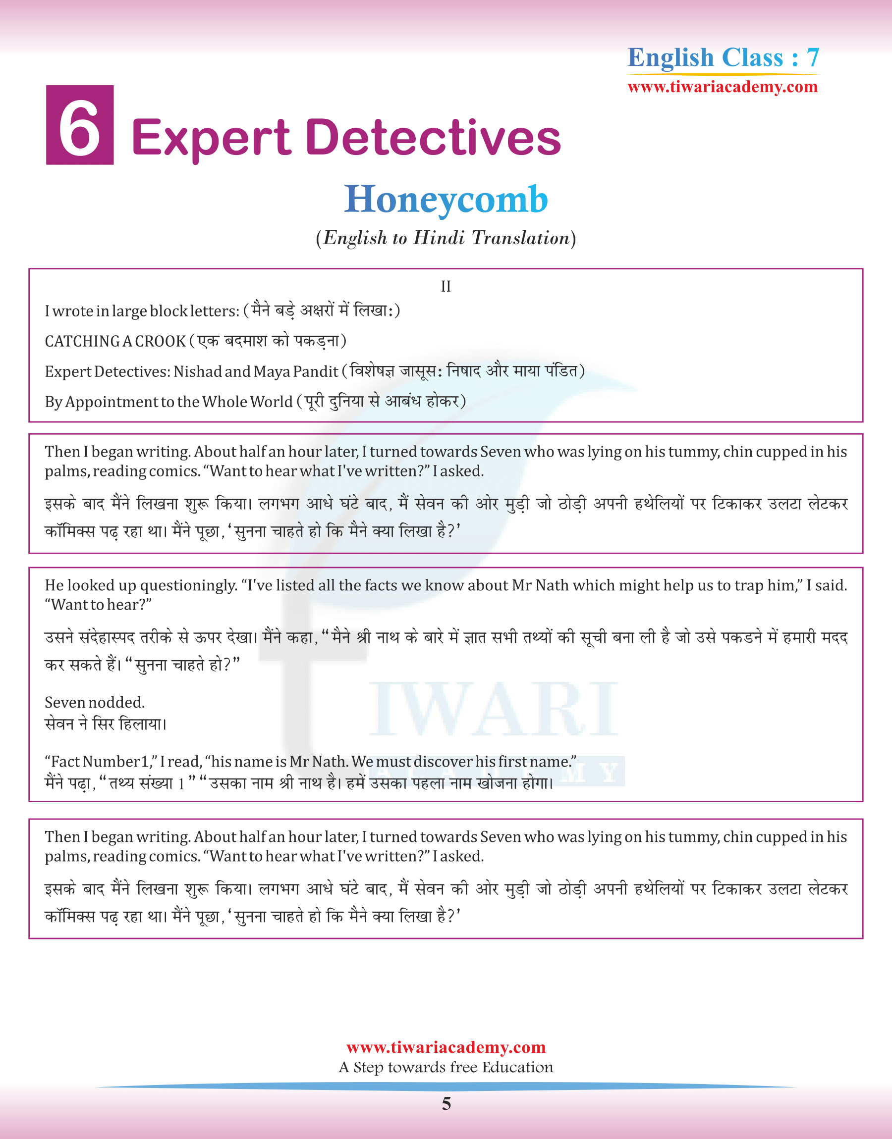 Class 7 English Chapter 6 in Hindi Medium