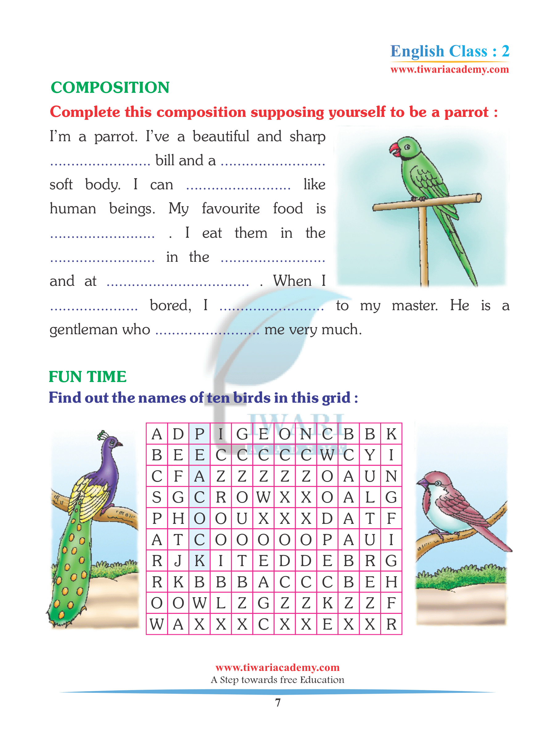 Class 2 English unit 2 picture practice