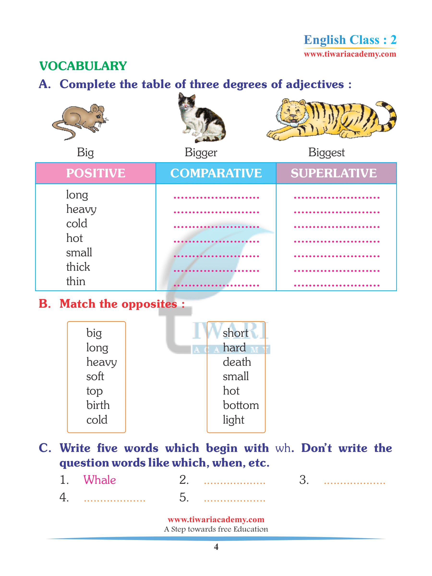 Class 2 English Unit 5 Workbook