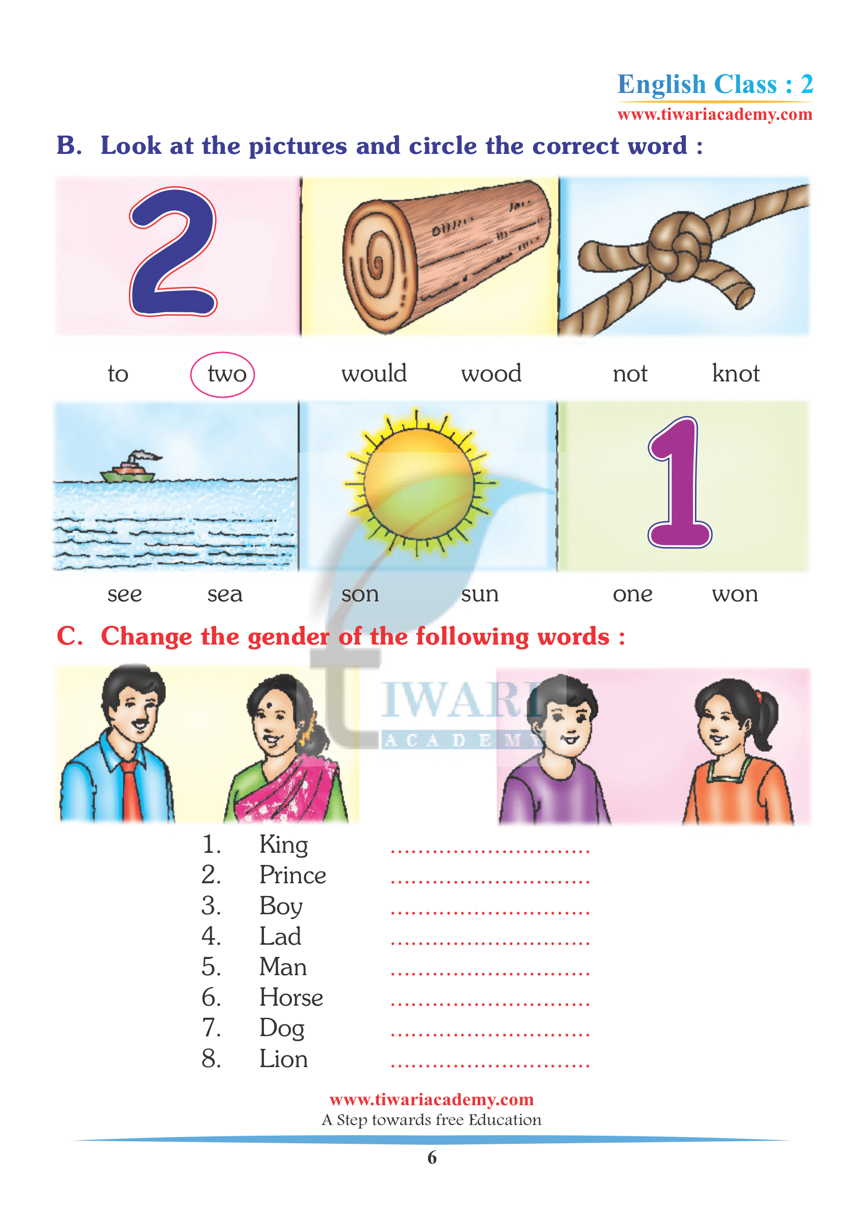 Class 2 English Unit 7 Worksheet