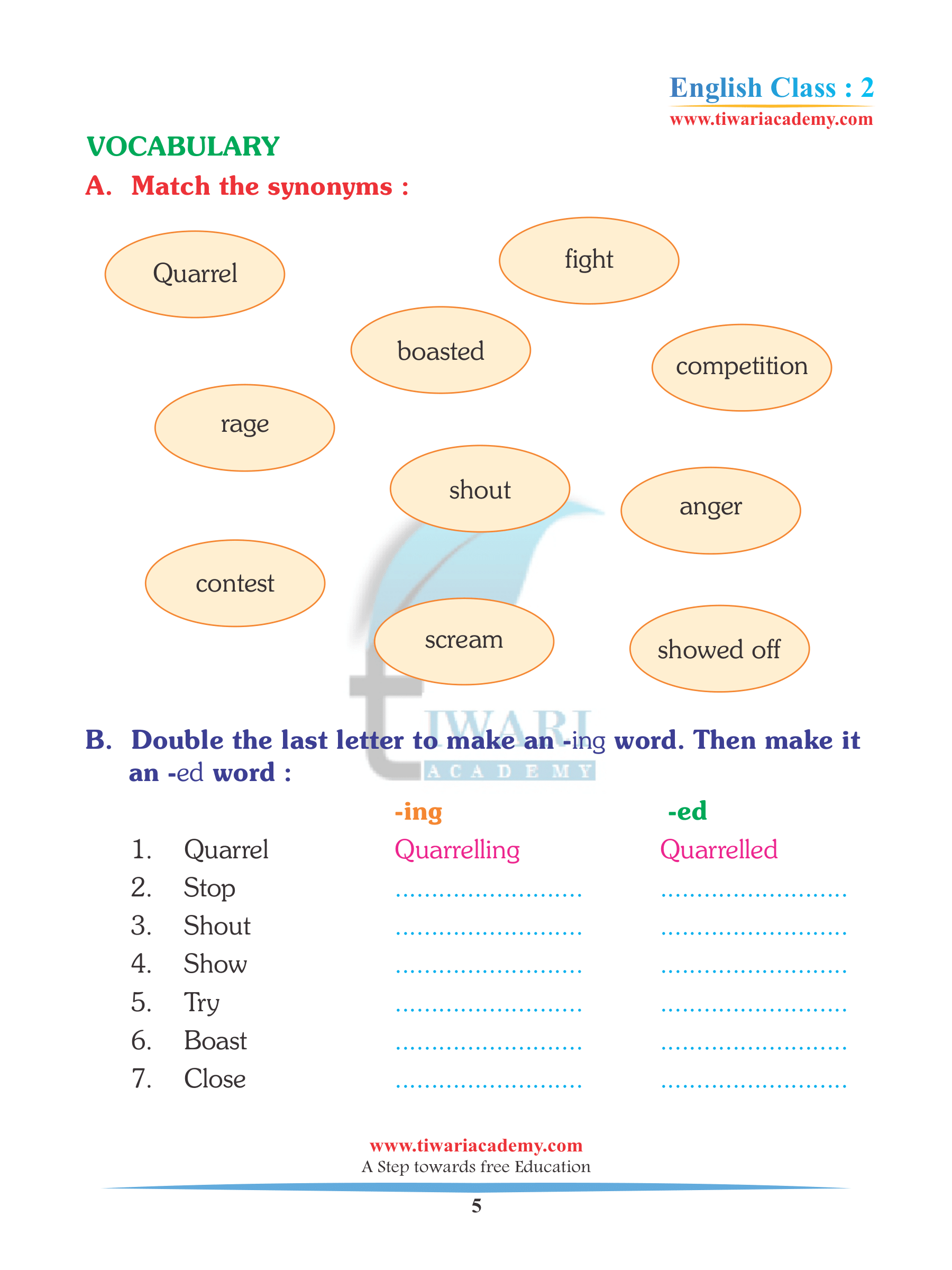 Class 2 English Unit 9 Picture Assignments