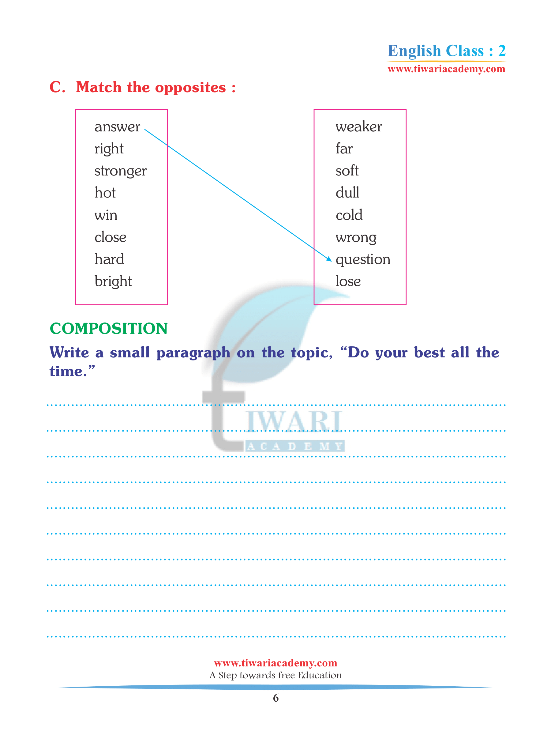 Class 2 English Unit 9 Worksheets