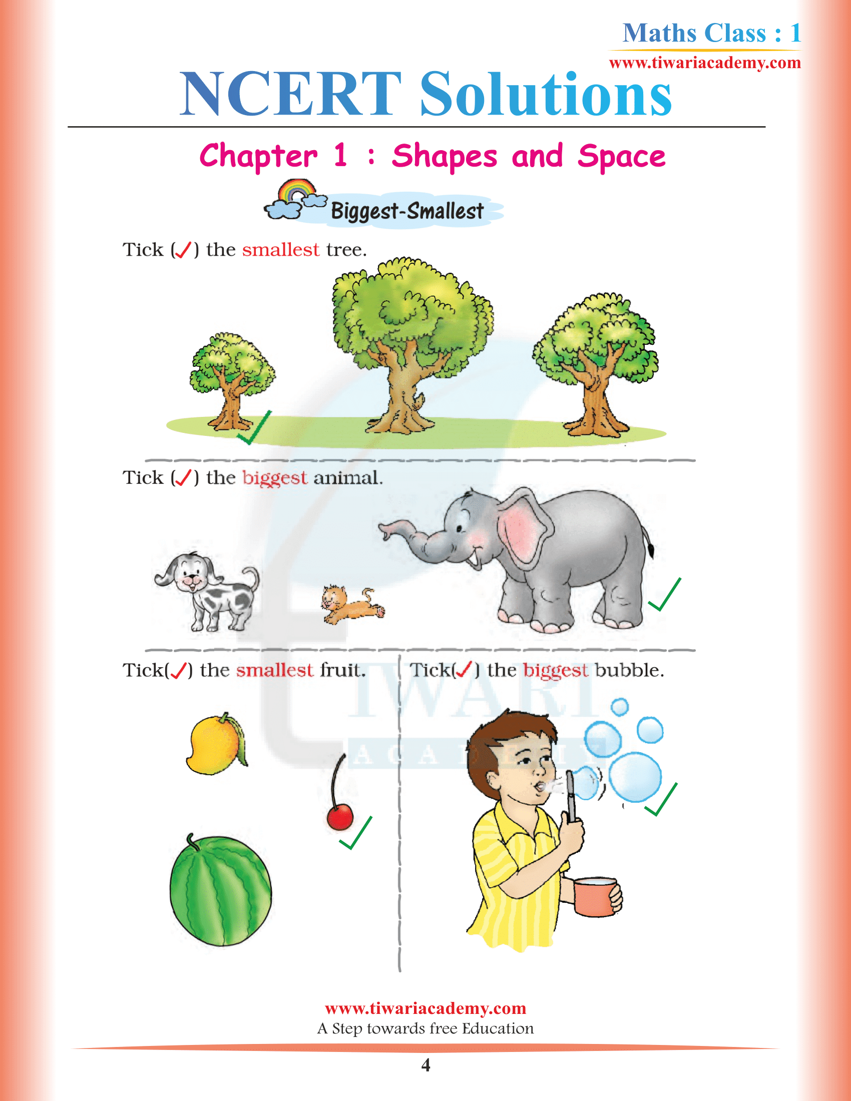 Maths for Class 1 Shapes an Space
