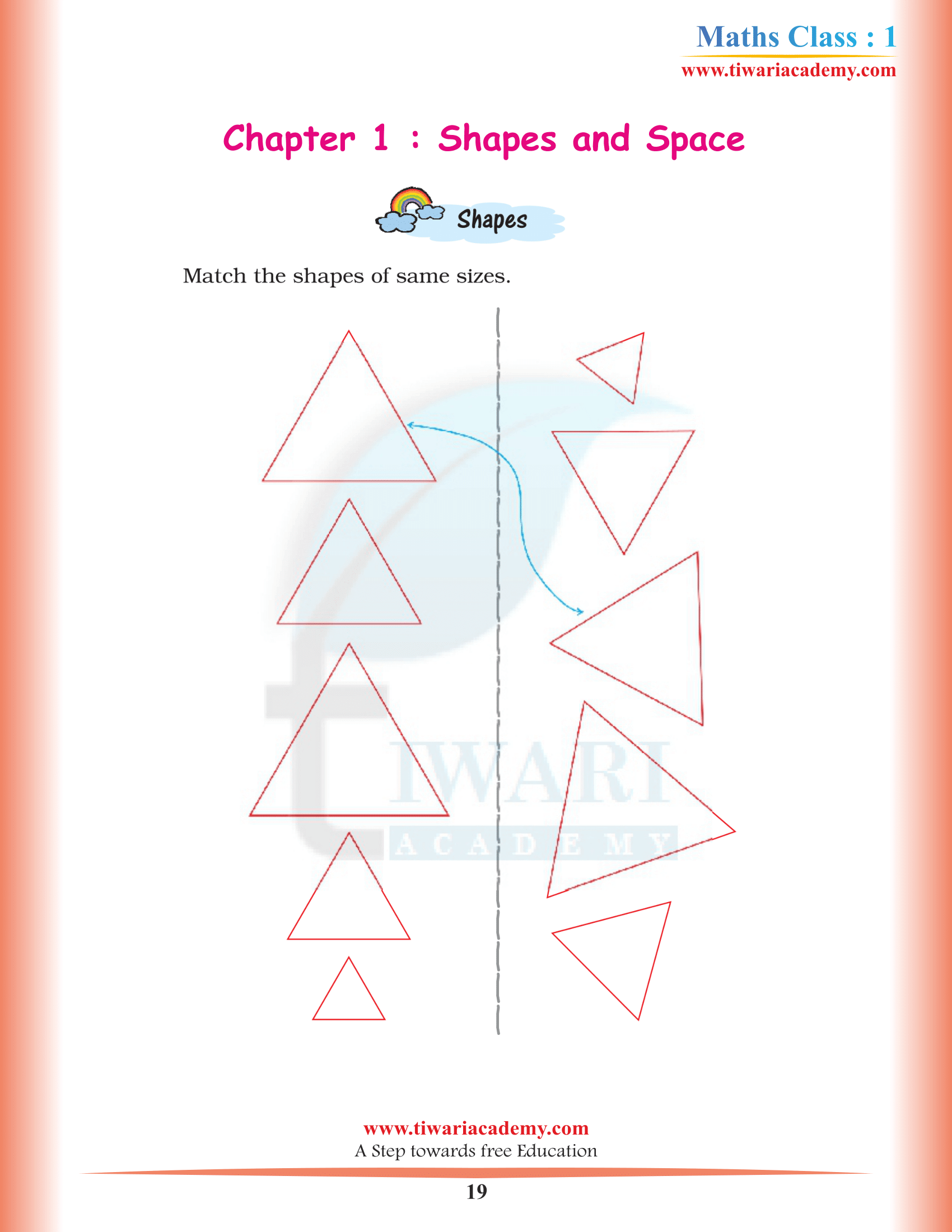 Class 1 Maths Chapter 1 Match the triangle