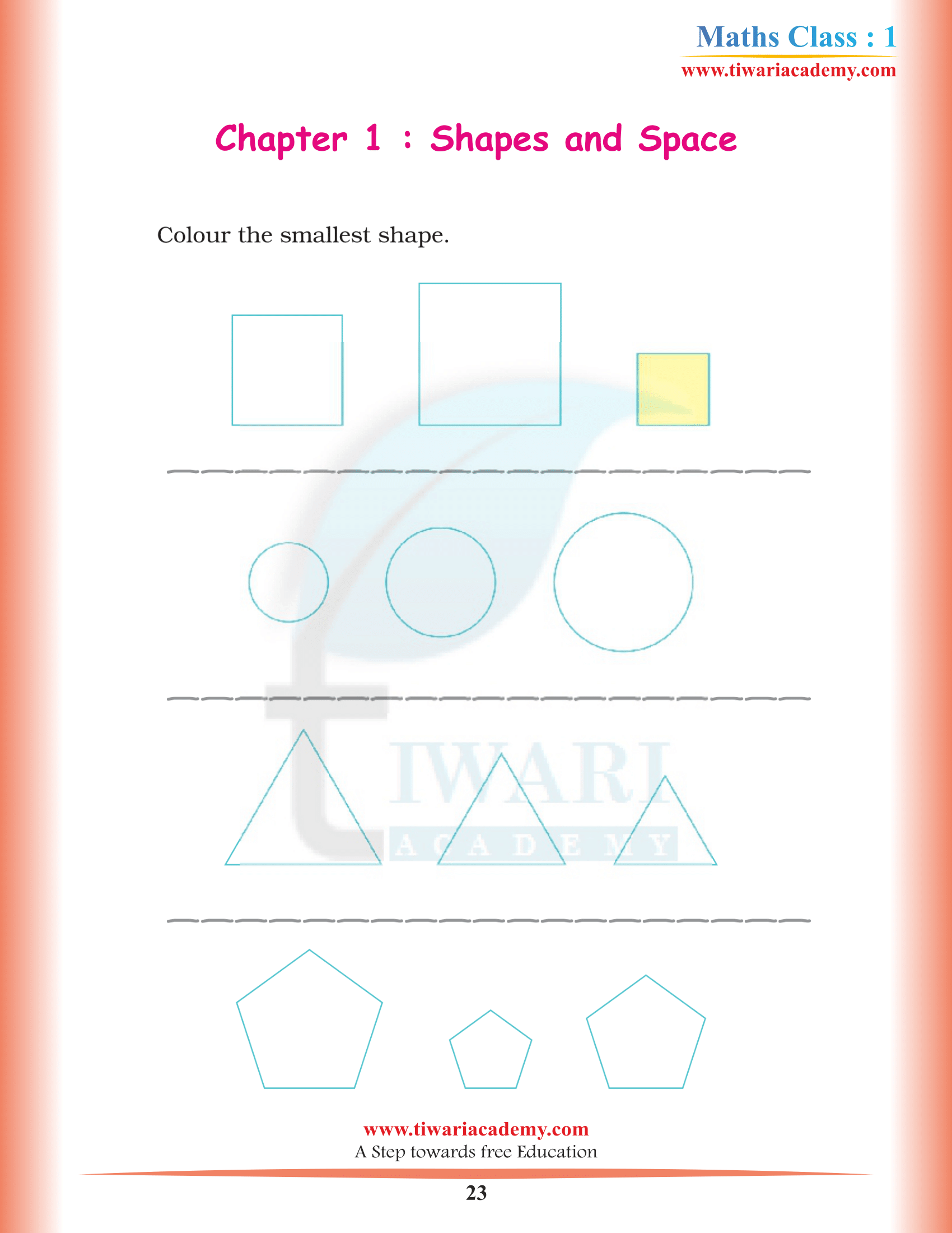 Class 1 Maths Chapter 1 worksheet