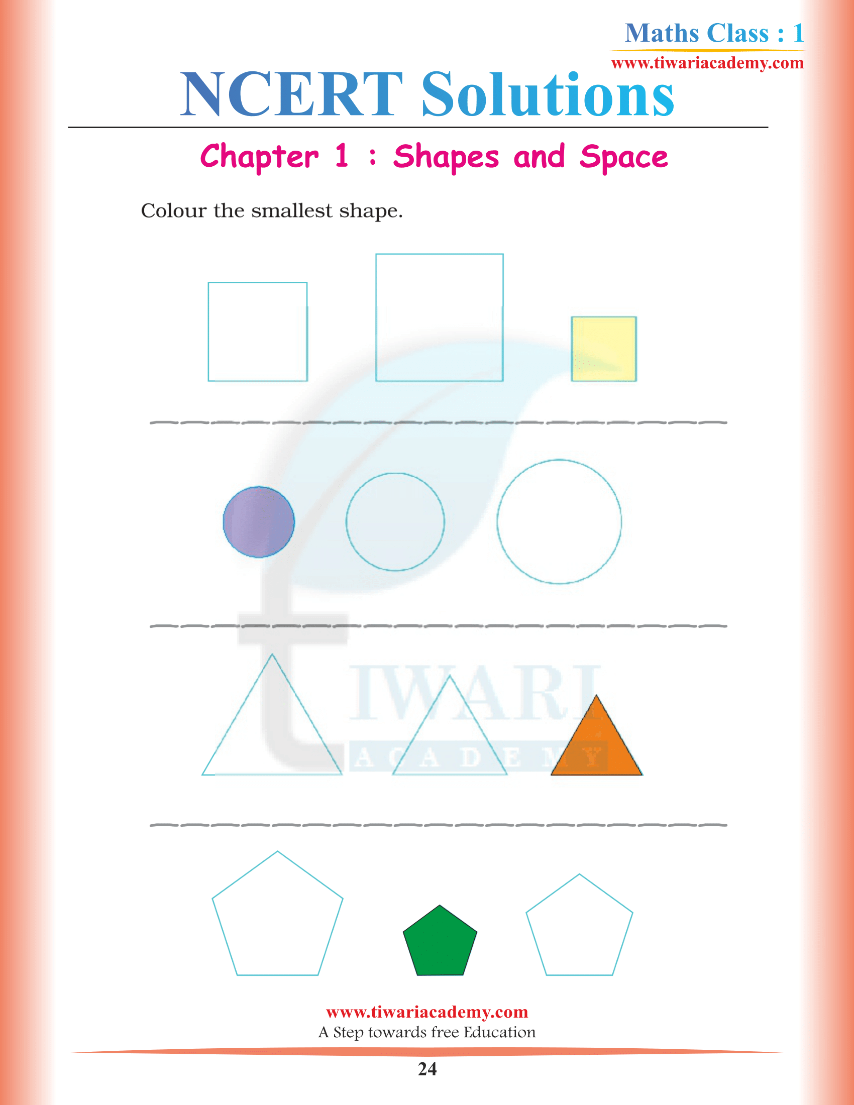 Class 1 Maths Chapter 1 worksheet answers