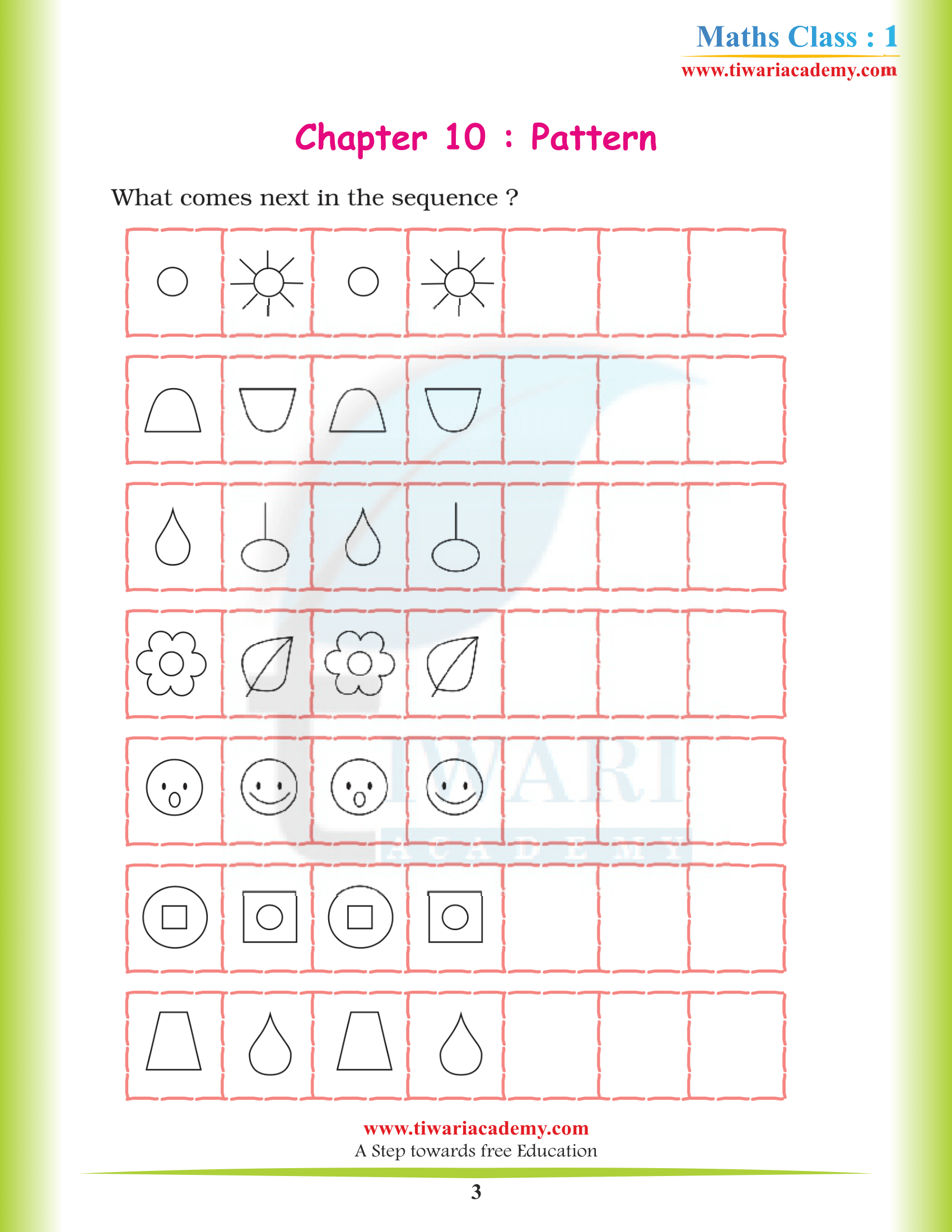 Class 1 Maths Chapter 10 Question answers