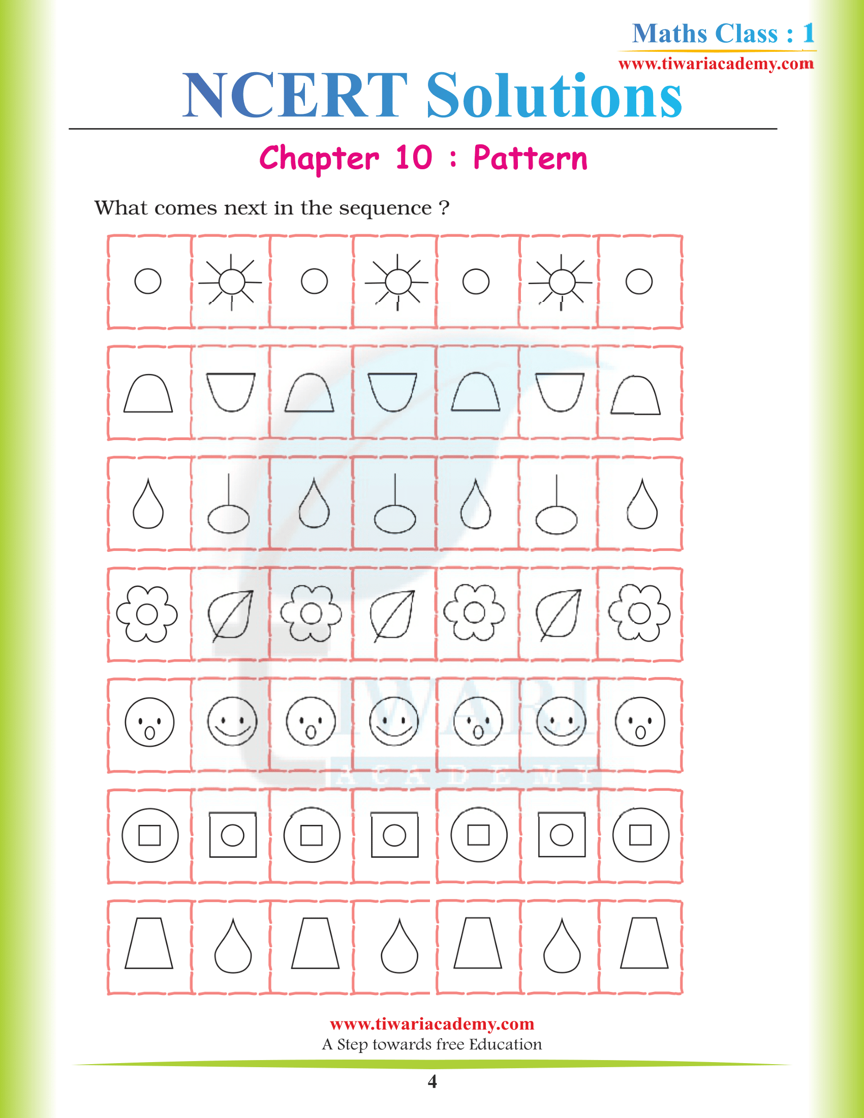 Class 1 Maths Chapter 10 PDF