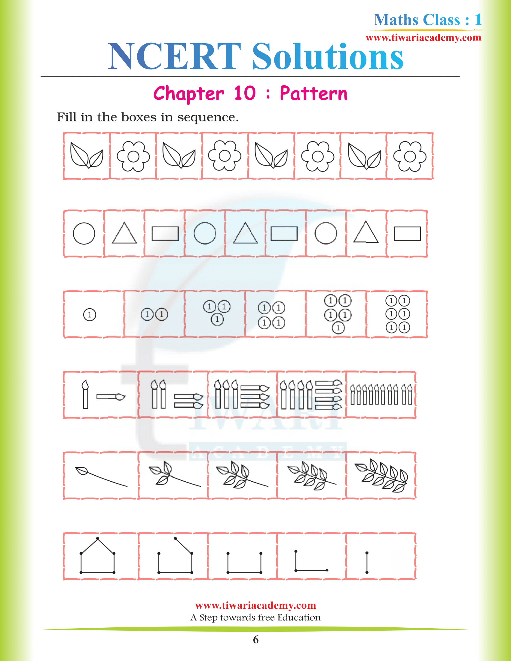 NCERT Solutions for Class 1 Maths Chapter 10 free