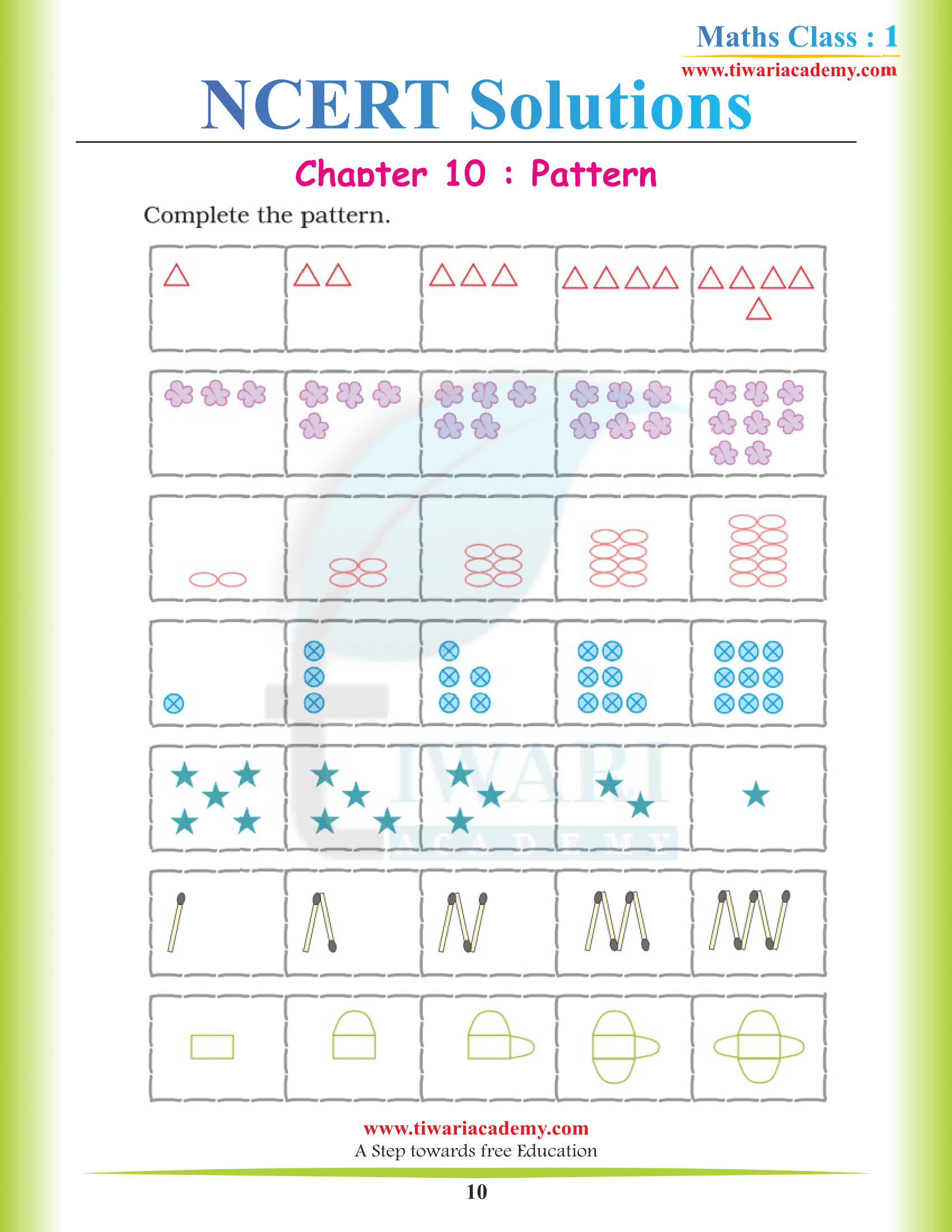 1st Maths Chapter 10 question answers