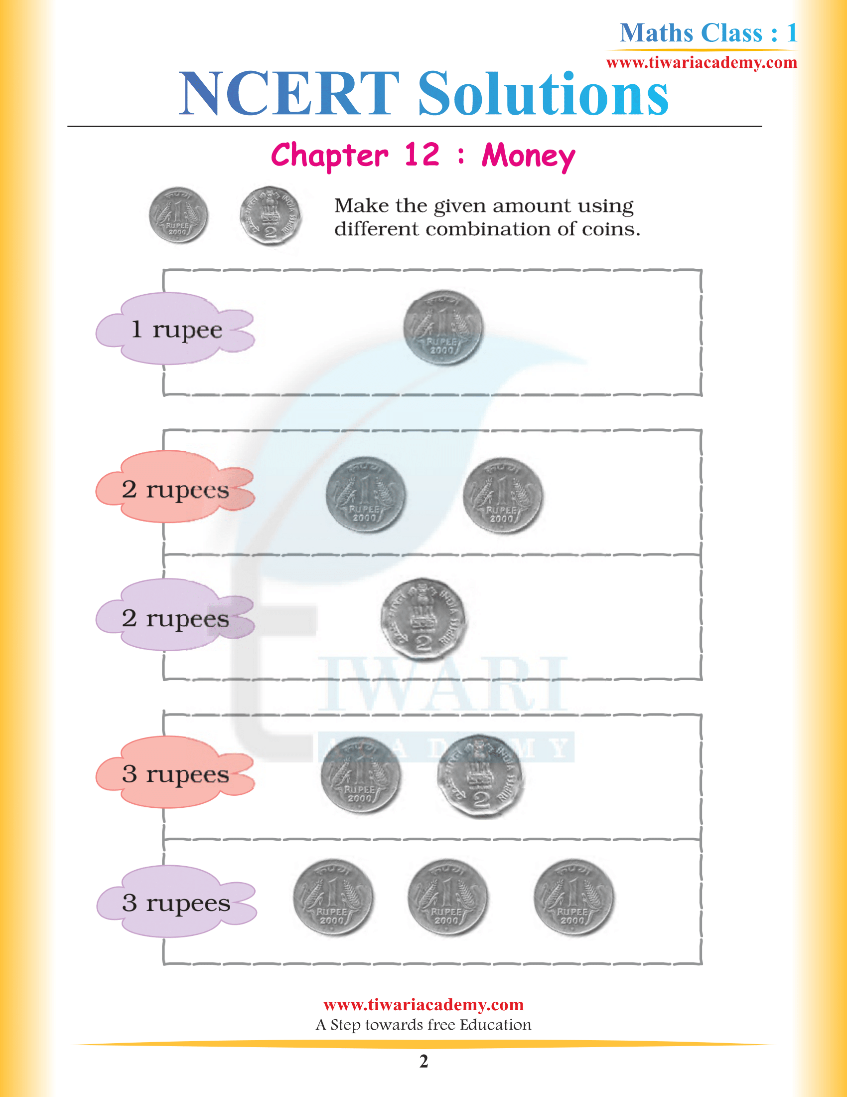 Class 1 Maths Chapter 12 NCERT Solutions in English Medium