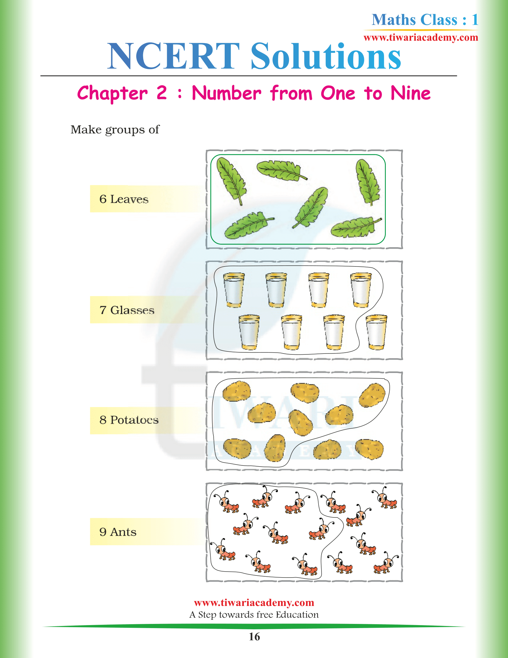 Grade 1 Maths Chapter 2 all answers