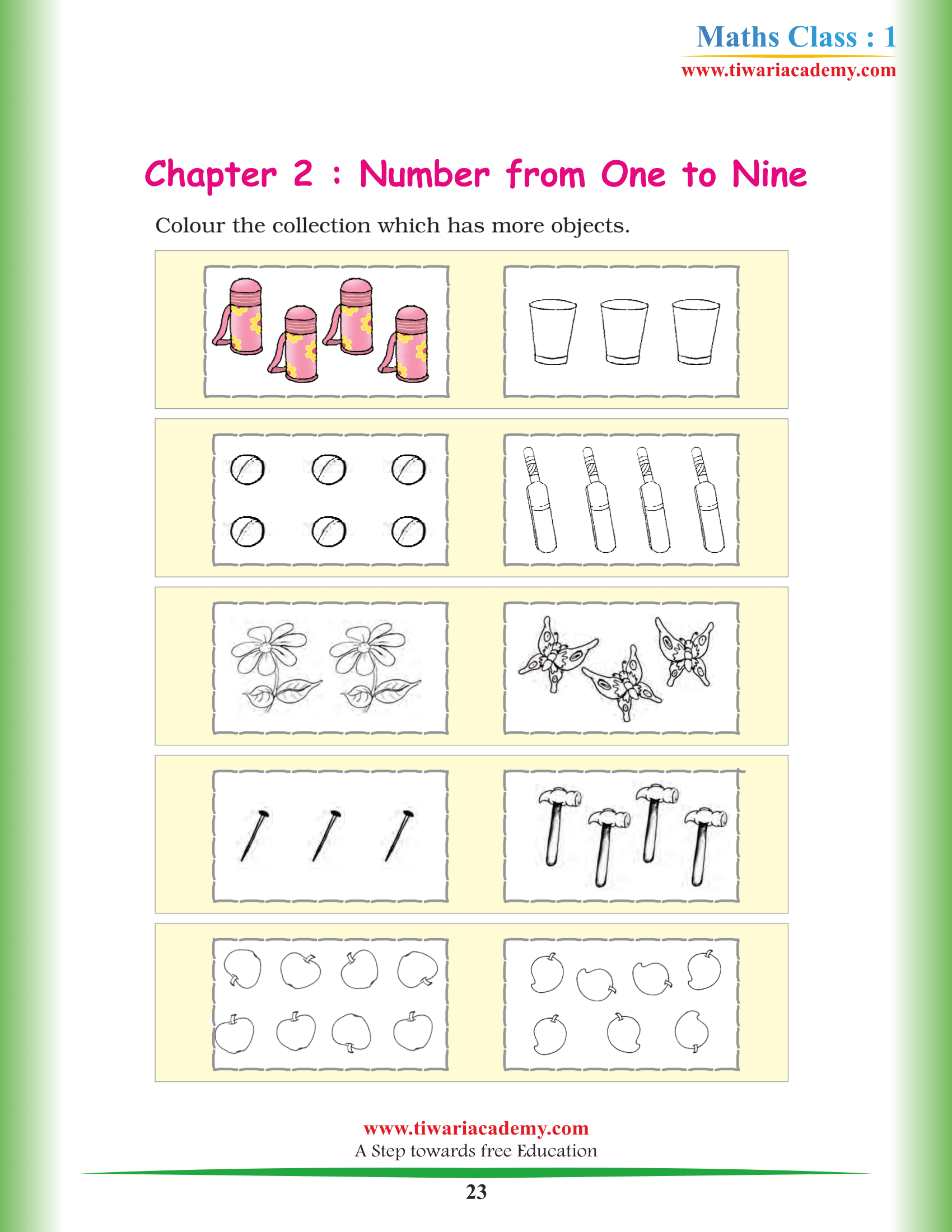 Class 1st Maths Chapter 2 questions practice