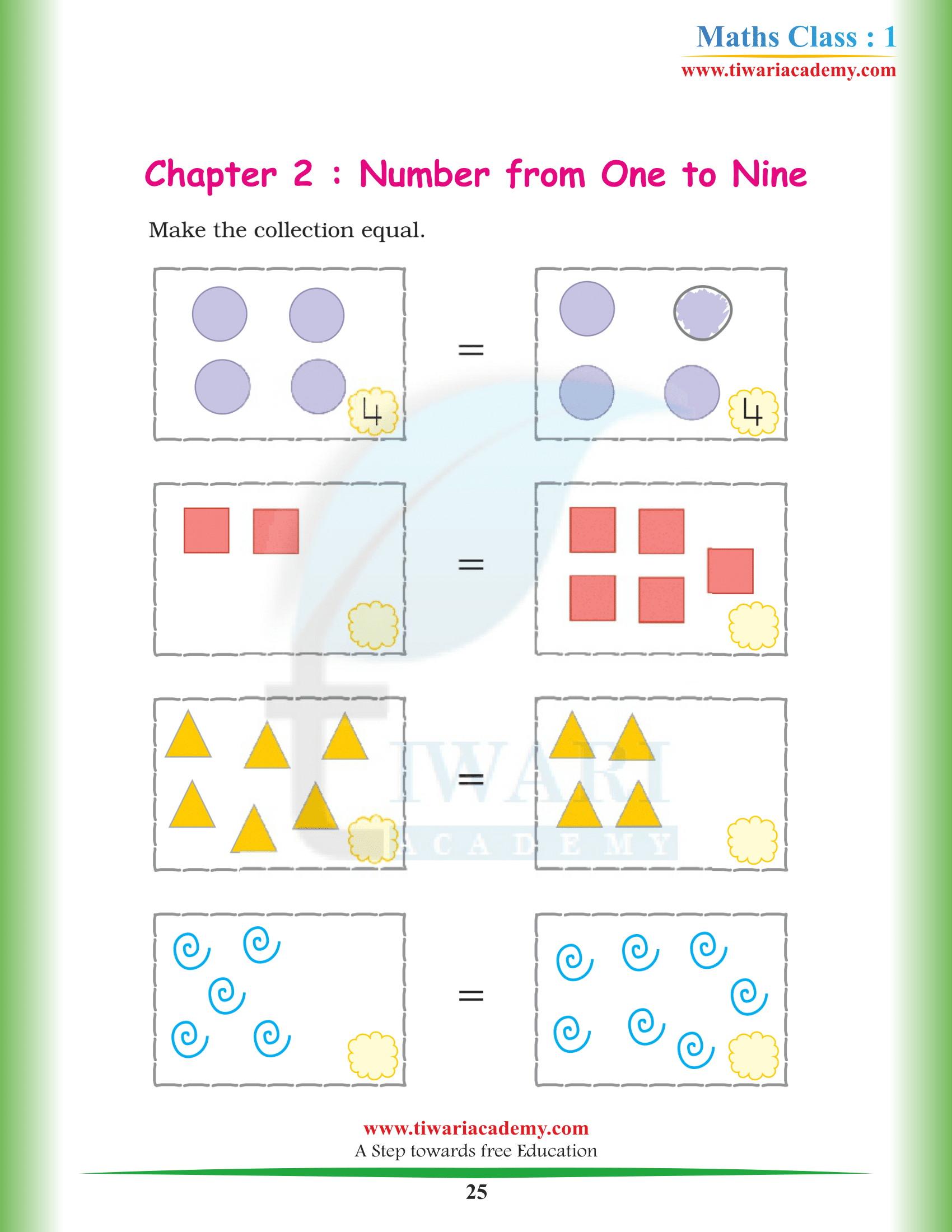 Class 1st Maths Chapter 2 answers