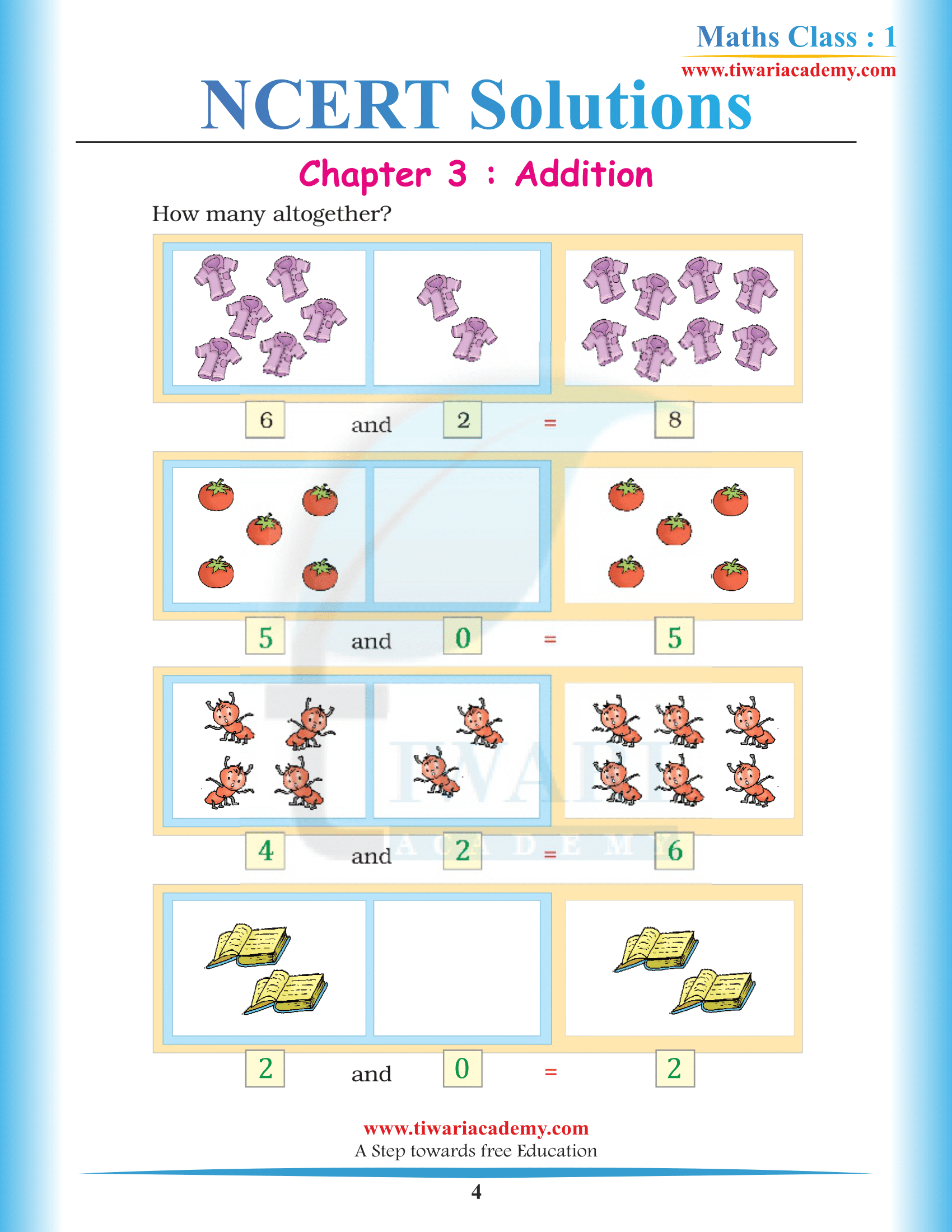 Class 1 Maths Chapter 3 Question Answers