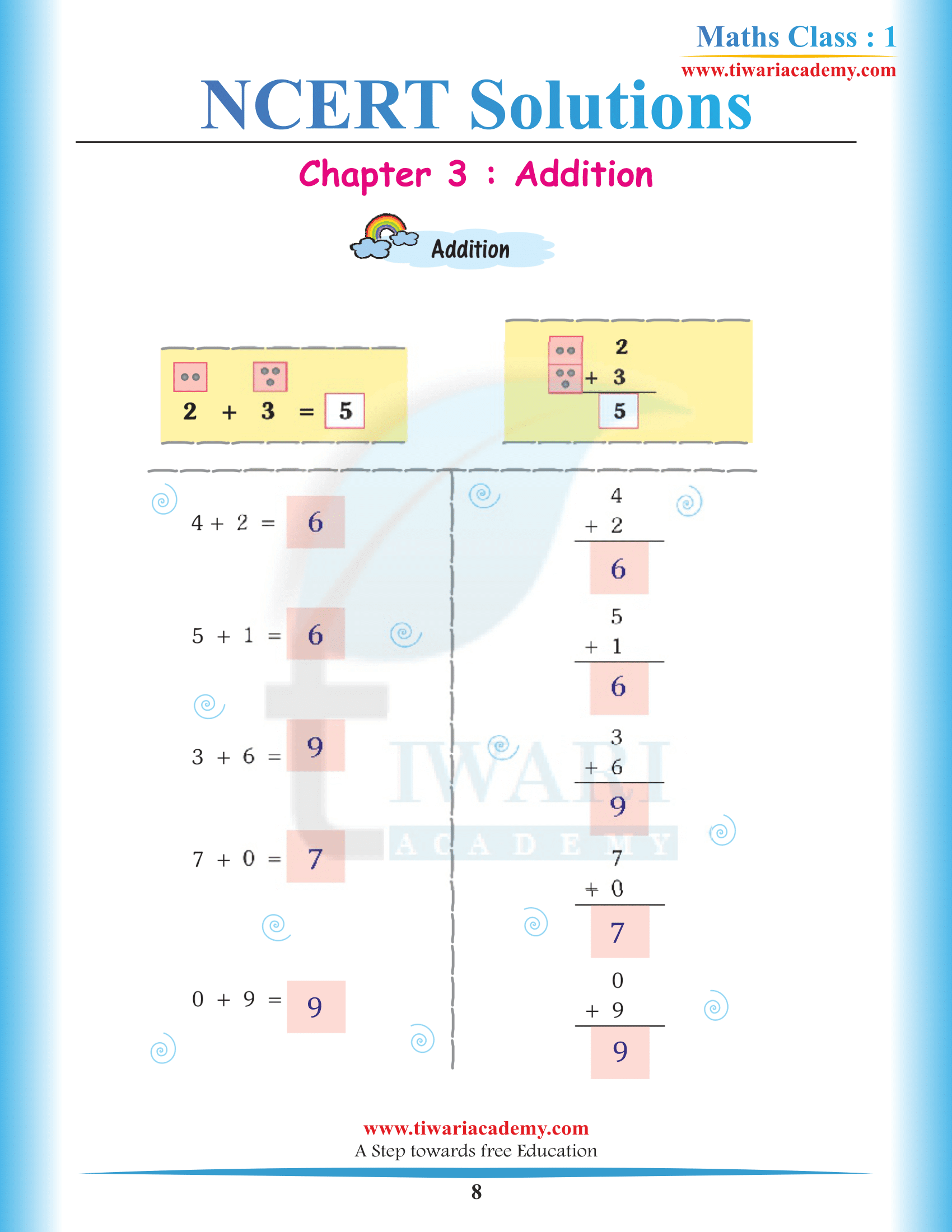 Class 1st Maths Chapter 3 Solutions