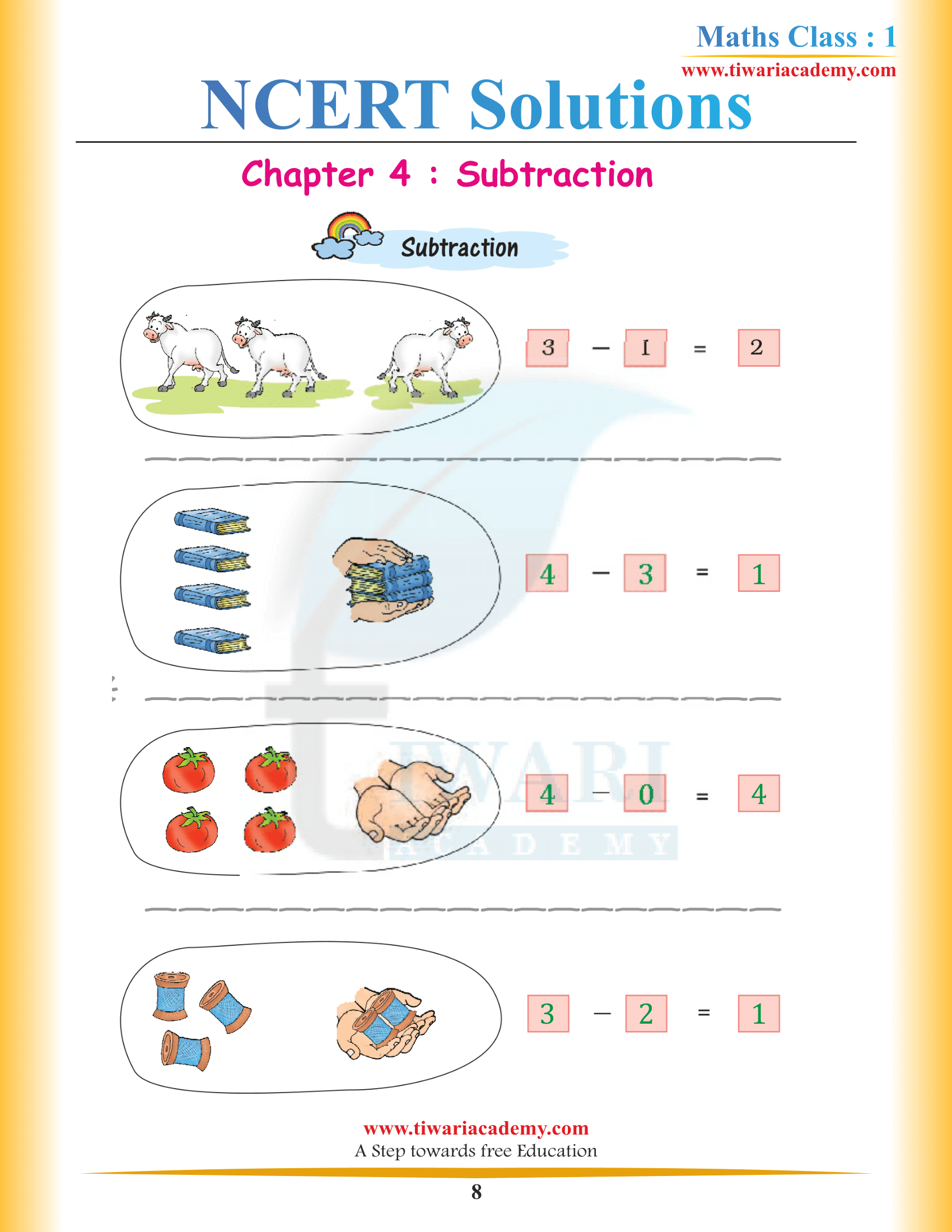 NCERT Solutions for Class 1 Maths Chapter 4 download