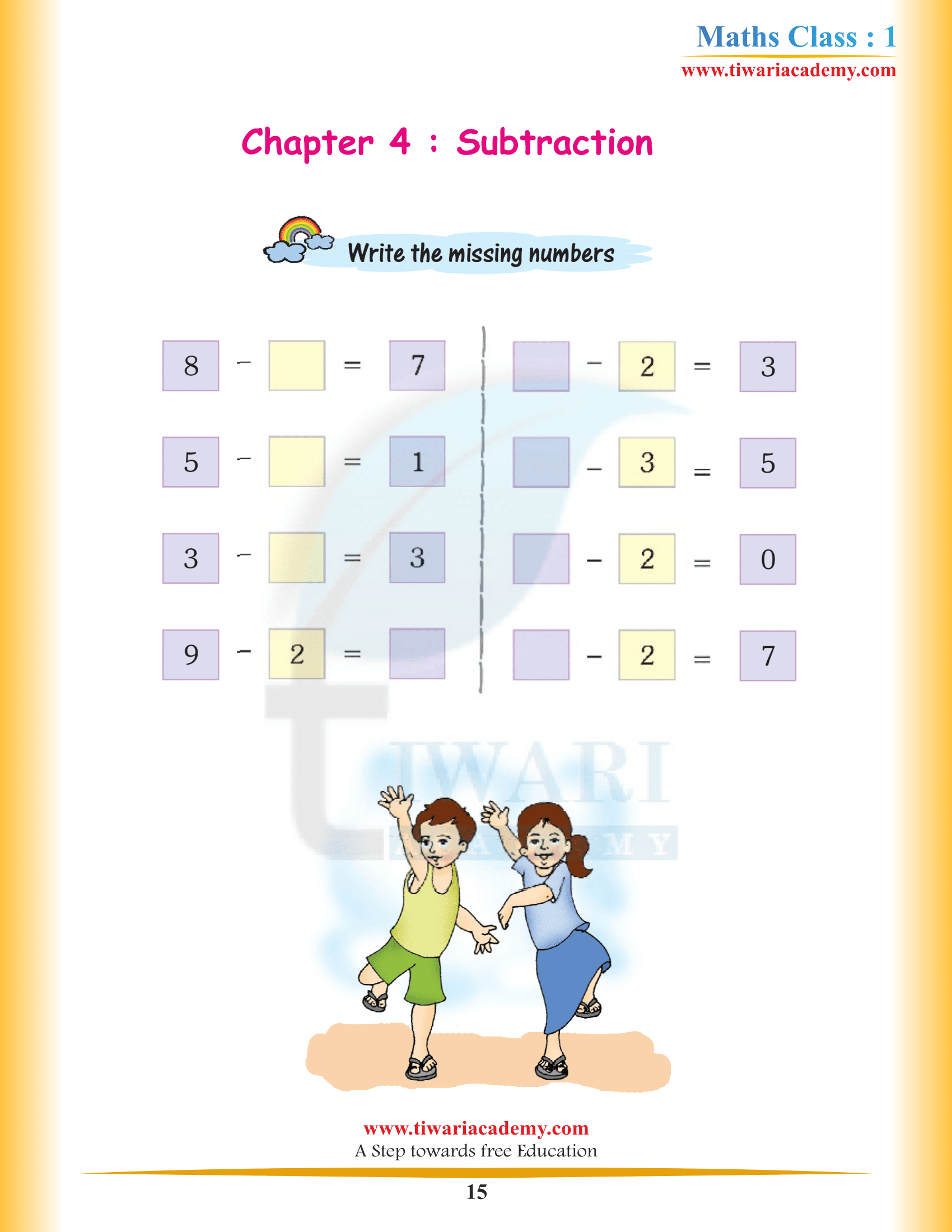 Standard 1st Maths Chapter 4 in PDF