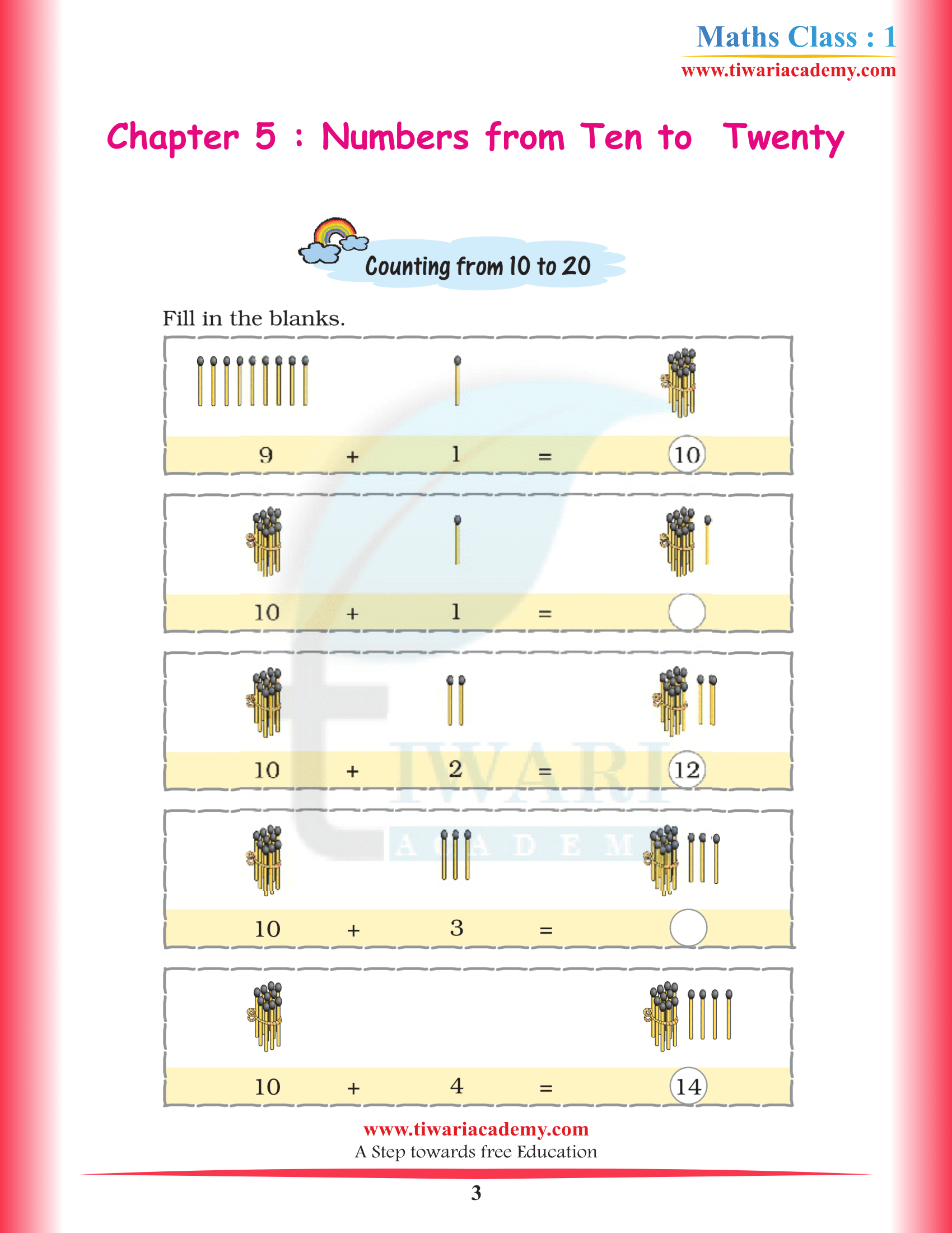 Class 1 Maths Chapter 5 NCERT Quesiton answers