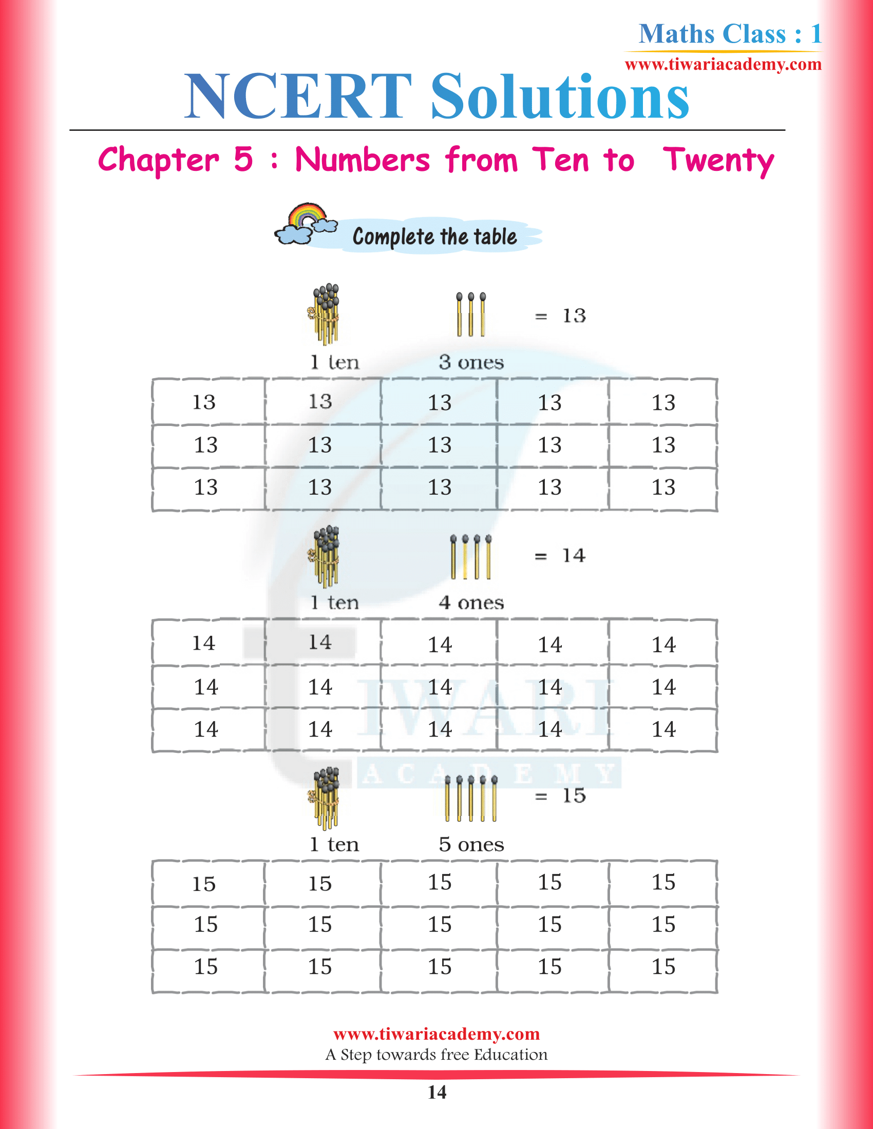 Grade 1 Maths Chapter 5 solutions