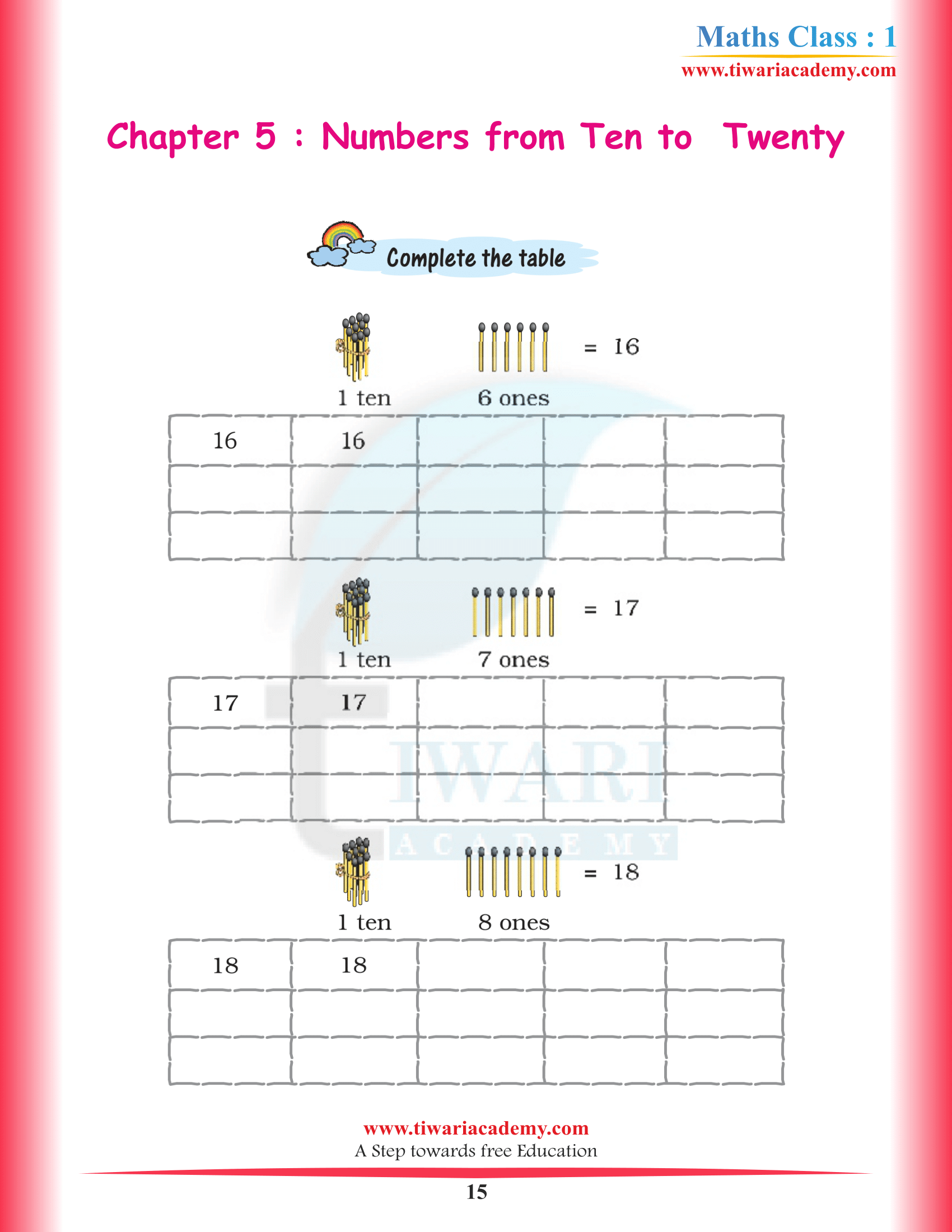 Grade 1 Maths Chapter 5 question answers