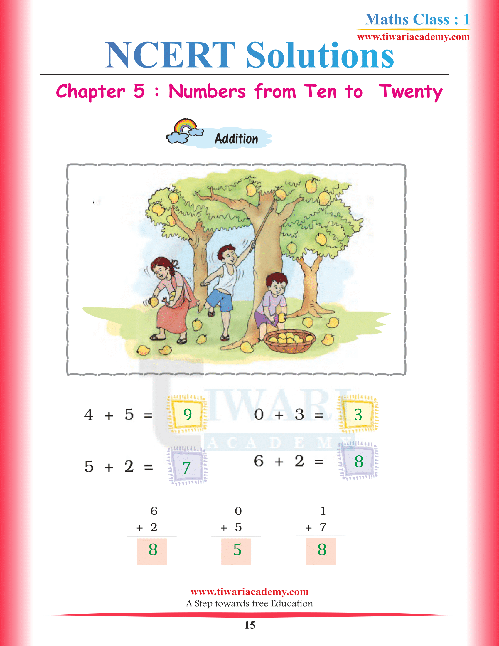 Standard 1st Maths Chapter 5 all questions